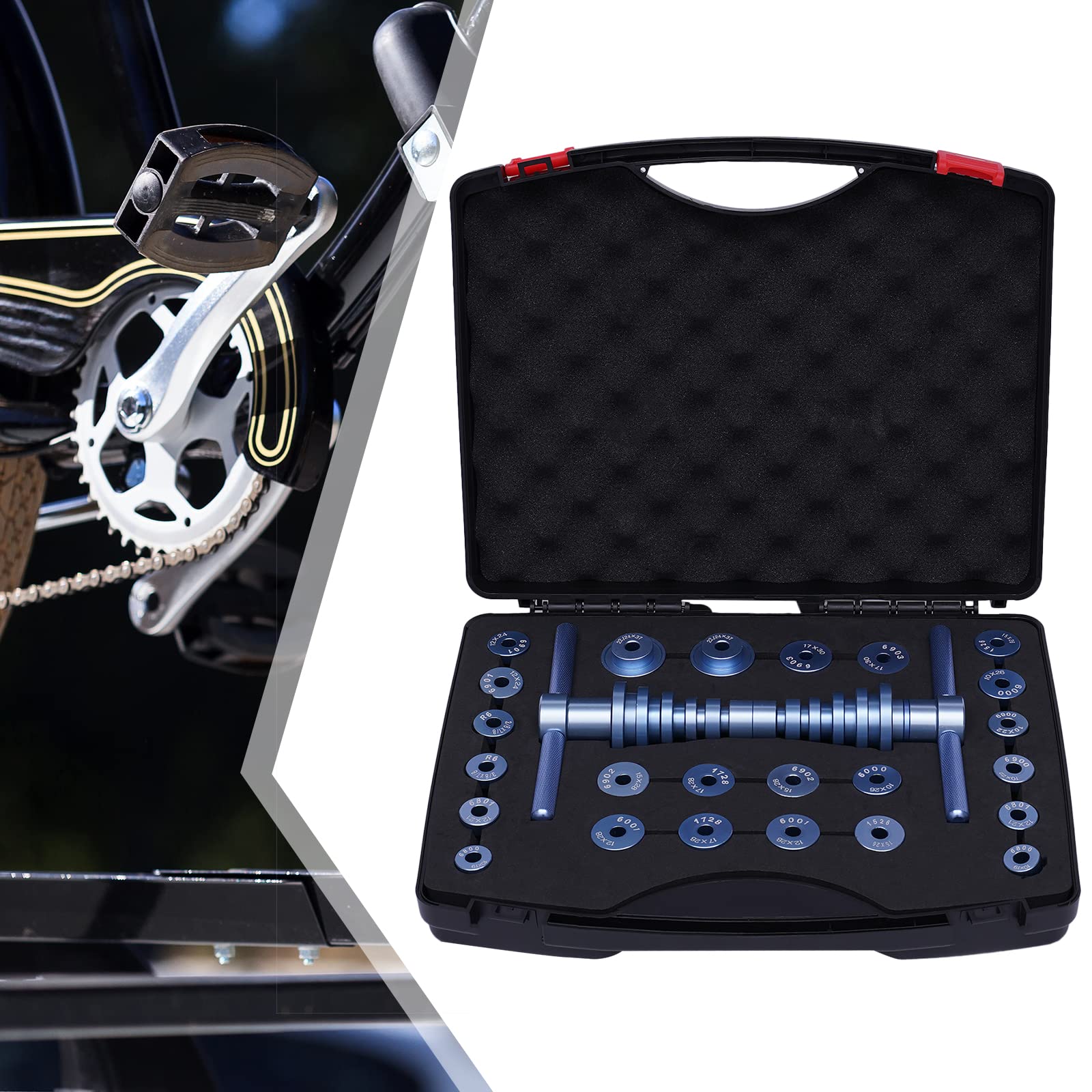 Ensemble de presse pour roulements de vélo, outil de montage de moyeux en acier, ensemble de presse pour roulement intérieur de vélo, outil de montage de moyeux VTT pour différentes tailles de