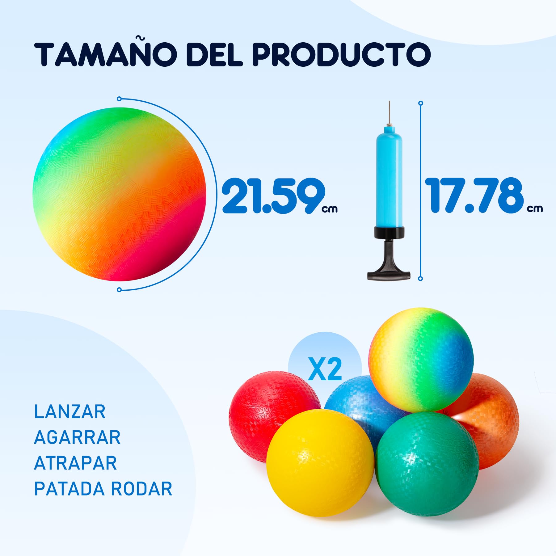 U&C Planet Lote de 6/12 Pelotas de Juego de 21,5 cm Lote de Pelotas de Dodge Ball con Bomba Gaga Ball Handball Soft Boucy IDs Rainbow Balls Juegos al Aire Libre Campamentos