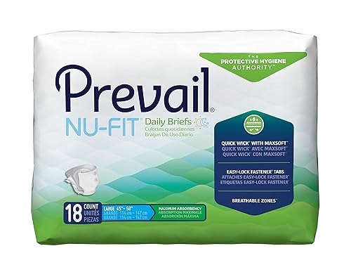 Prevail NU-0131 Nu-Fit breve, grande, moderada absorción, primera calidad - Caja de 72