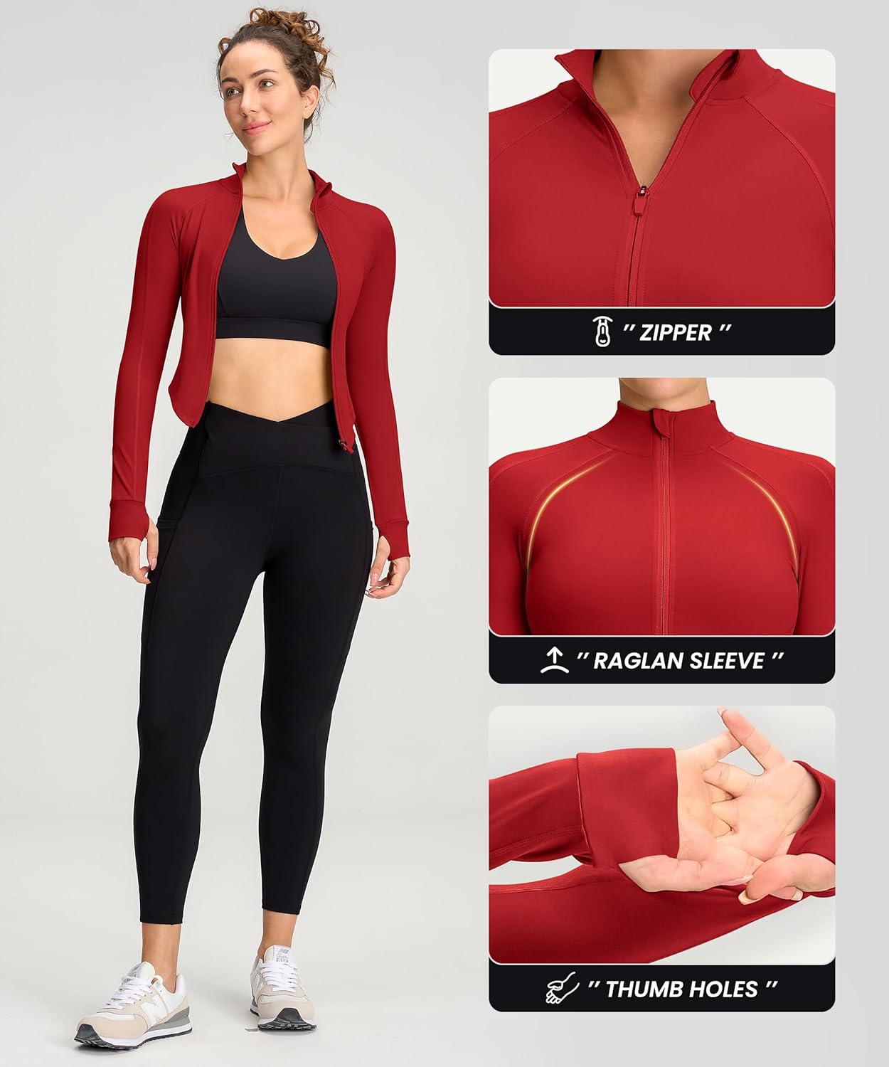 Womens Zip Up Bbl Jacket Lightweight Cropped Athletic Jacket Track Gym Workout Jackets for Running Yoga Hiking - Image 4