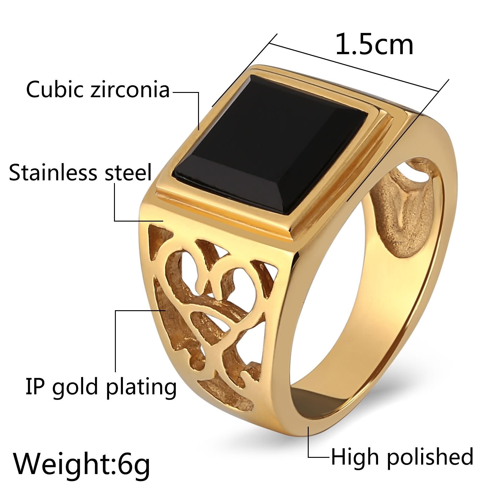 Feng Shui， Edelstahl-Herrenringe mit Gravur, Herren-Ehering mit Gravur, filigraner Vintage-Ring mit Zirkonia, Größe 7–12