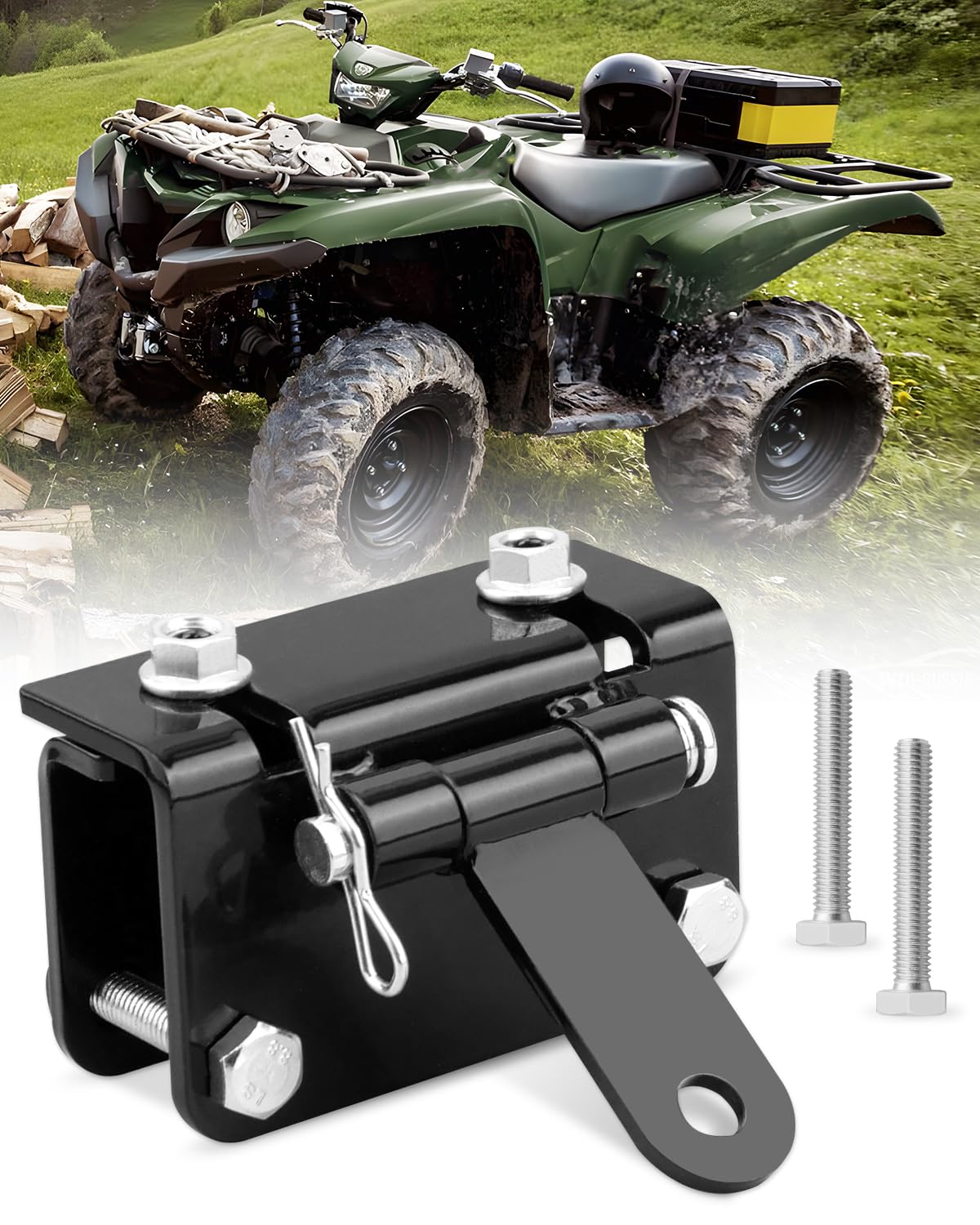Universal Receiver Hitch Fit for ATV UTV Models with 0.63In-1.3In Bumpers, ATV Hitch Attachments Trailer Hitch Adapter