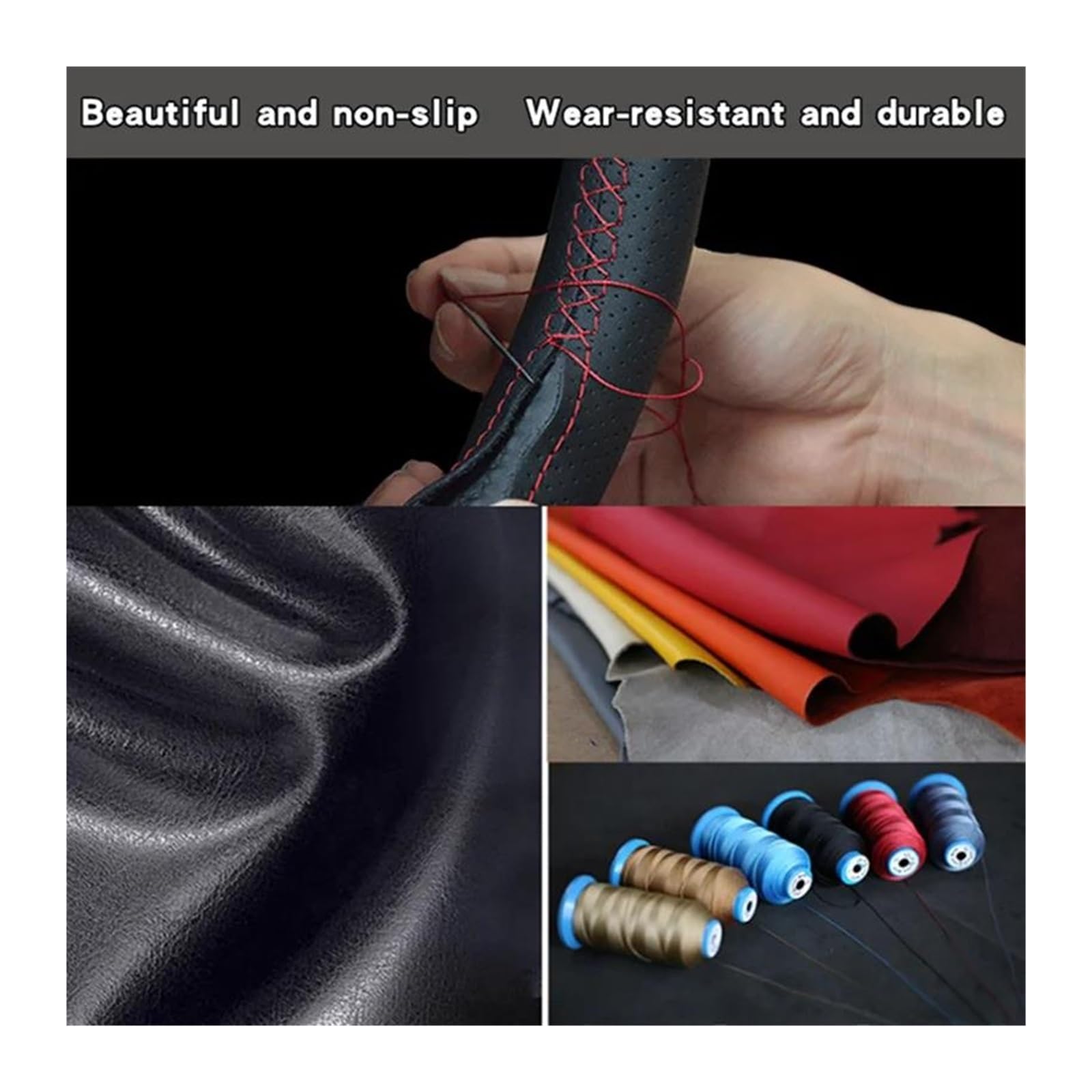 Volantes Funda Trenzada para Volante De Cuero Genuino para Infiniti FX FX35 FX37 FX50 QX70 para Nissan para Juke para Maxima 370Z Funda Volante(White Thread)