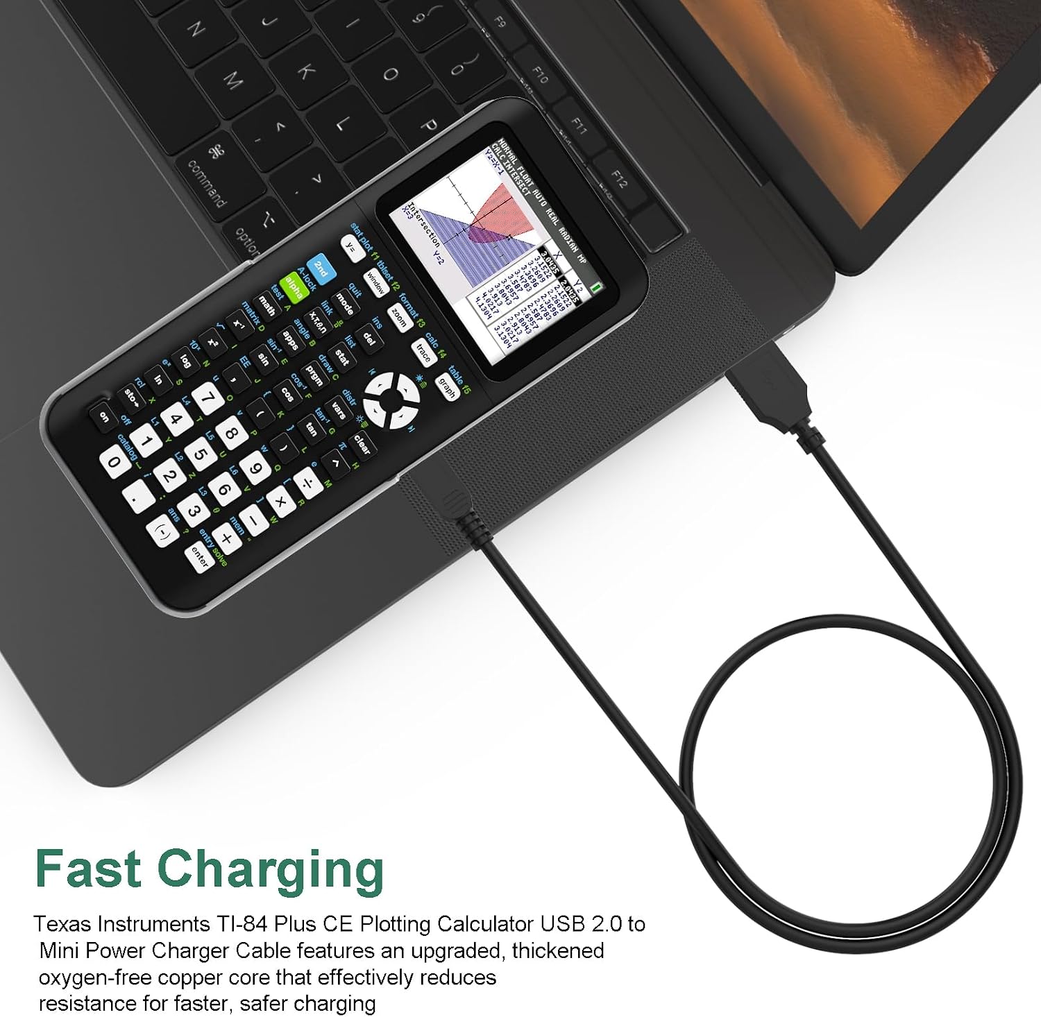 TI-84 Plus CE Charger Compatible with Texas Instruments Calculators TI 89 Titanium, TI Nspire CX II CAS, TI84 Plus CE Color C Silver Calculators, TI Nspire CX CAS Charger, 2.6ft