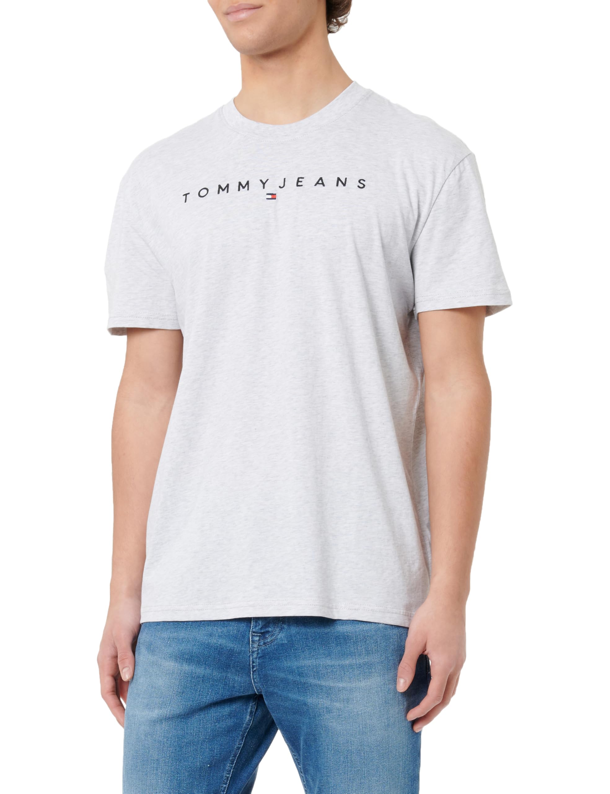 Tommy Jeans Camiseta de Manga Corta Hombre Linear Logo de algodón