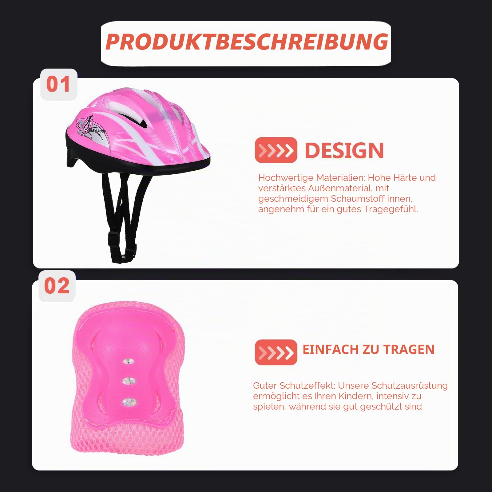 CLISPEED Fahrradhelm Mit Knieschoner Kinder, 7-in-1 Kinderhelm Schoner Inliner Kinder Protektoren Set Ab 3–8 Jahre Verstellbar Knie und EllenbogenschüTzer für MäDchen Jungen Skateboard Fahrrad Rollsch