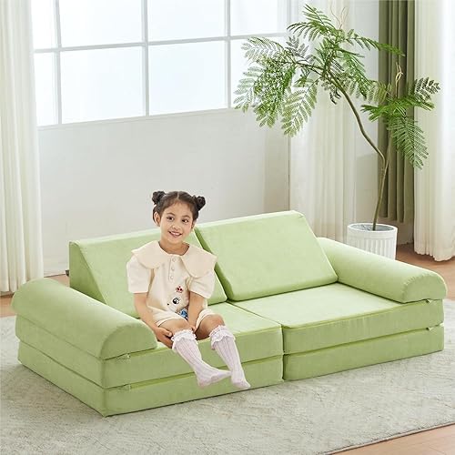 jela Kids Couch, Floor Sofa Modular Funiture for Kids, Luxury Corduroy Fabric Playhouse Play Set for Toddlers Babies, Modular Foam Play Couch Indoor