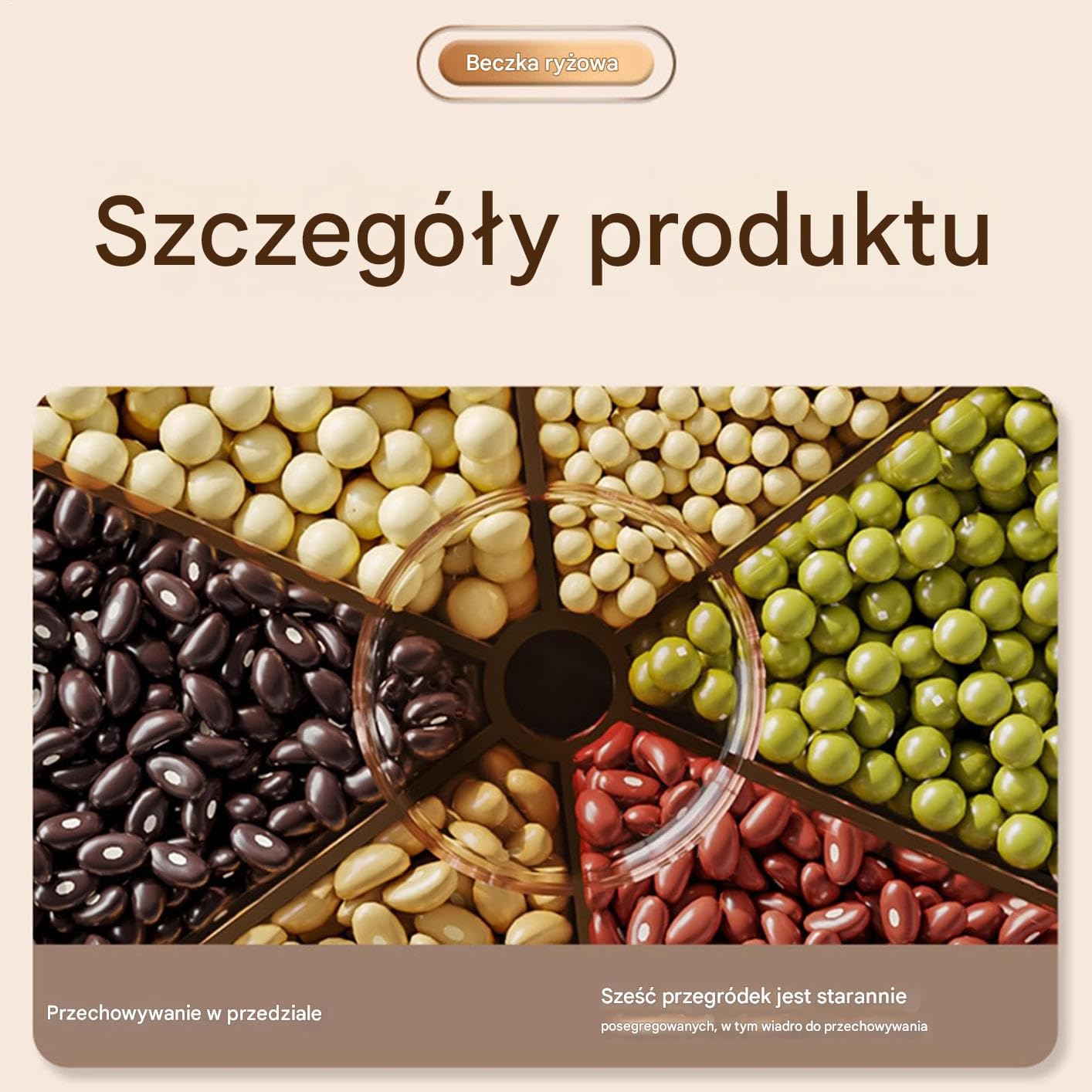 Pojemnik Do Przechowywania Ryżu - Pojemnik Do Przechowywania Zbóż - Klasa Spożywcza Odporny Na Wilgoć Obrotowy Z Przegrodami Przeciw Owadom Do Przechowywania Kuchnia Spiżarnia Płatki Owsiane Ziarna Mą