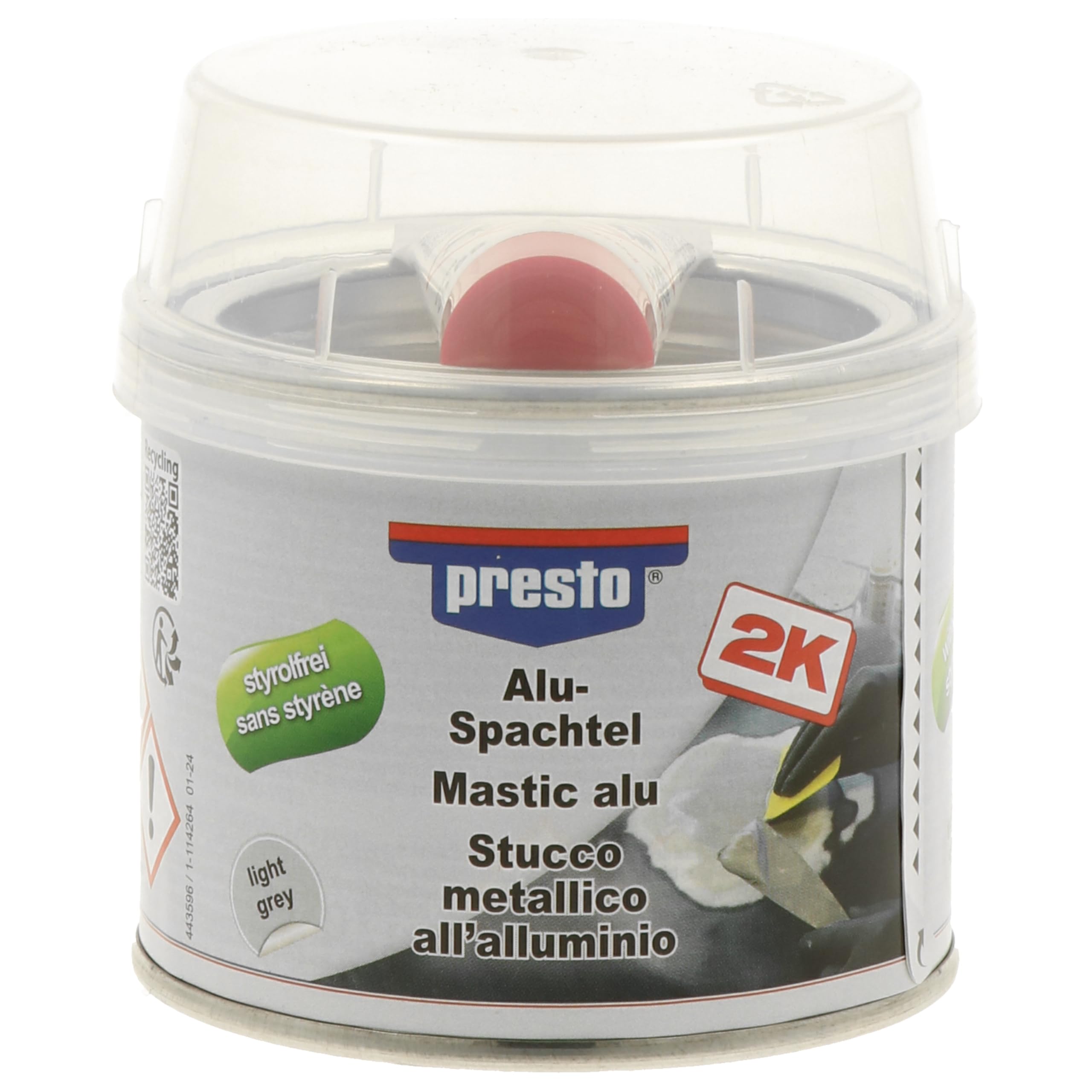 presto Alu-Spachtel styrolfrei 250 g – Metallspachtel für KFZ Karosserie, Felgen Reparatur, leicht schleifbar, 2K Aluminiumspachtel, maschinenbau
