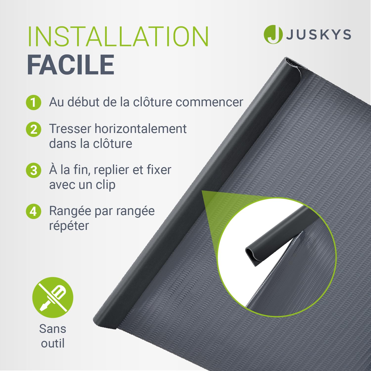 Juskys Rouleaux brise-vue en PVC pour clôtures à barreaux doubles - 2 rouleaux de 35 m, 60 clips de fixation - film anti-regards pour clôture protection visuelle protection contre le vent - anthracite