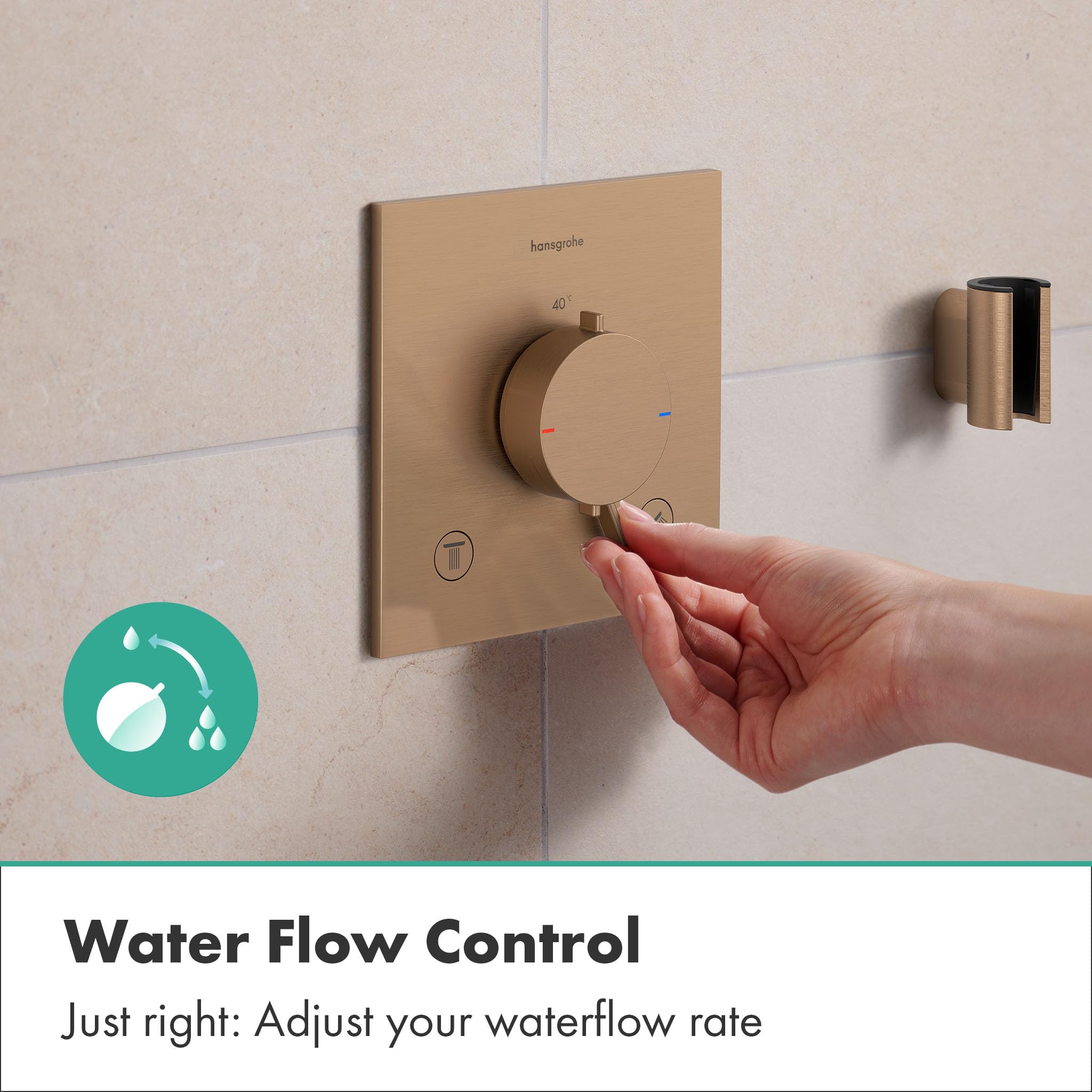 hansgrohe Ecostat Comfort E - termostat prysznicowy podtynkowy, armatura prysznicowa z blokadą bezpieczeństwa (SafetyStop) w temperaturze 40°C, termostat do prysznica, bateria mieszająca dla 2