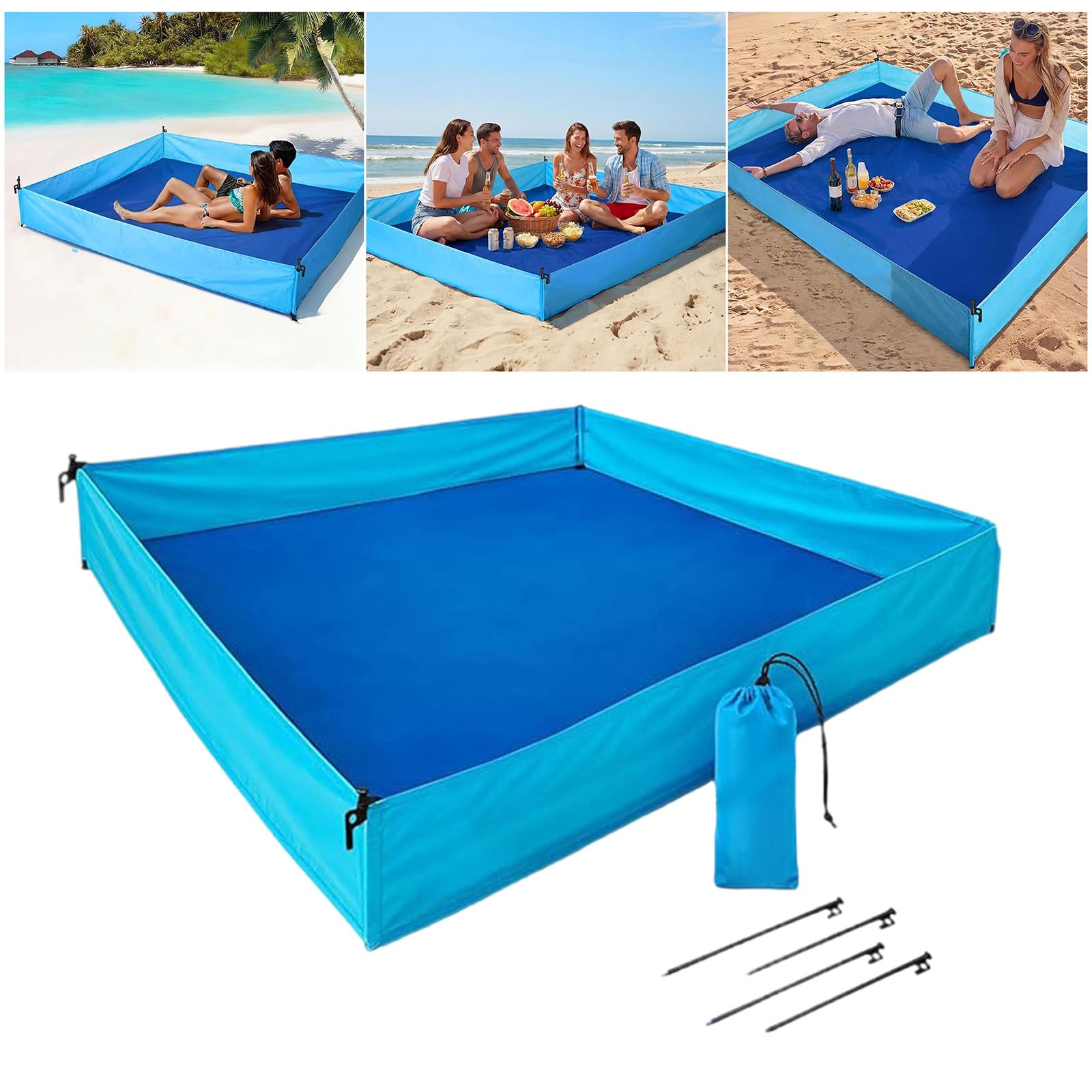 Esterilla antiarena avanzada para la zona de actividad de los niños. Tejido fuerte y anclaje al suelo resistente al viento Season Beach Essential Gear