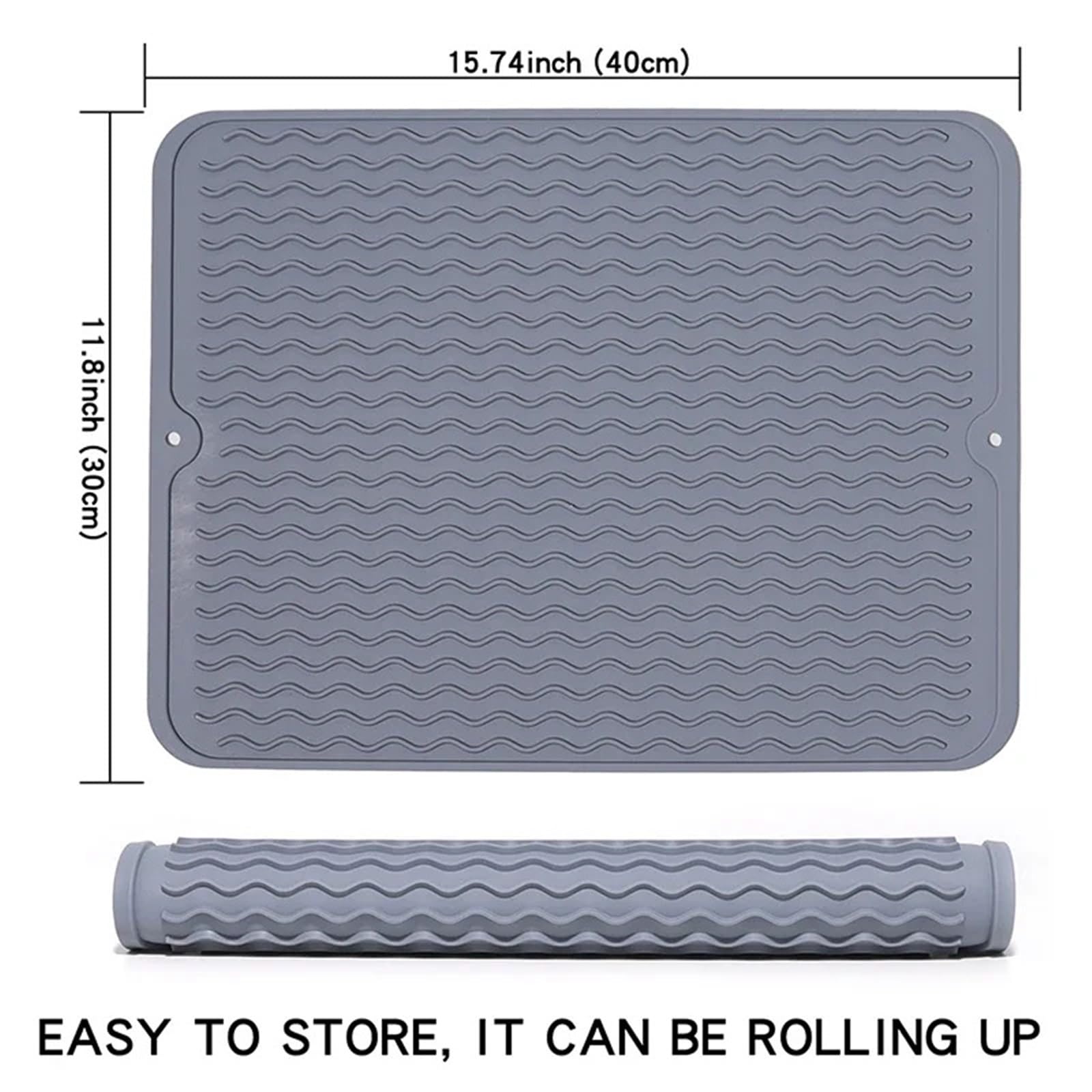 Tapis De Cuisine Pour Le SéChage De La Vaisselle Tapis de séchage de vaisselle en Silicone, épaisseur, résistant à la chaleur, dessous de plat, plateau d'égouttage, sous-verres, support de Pot antidér