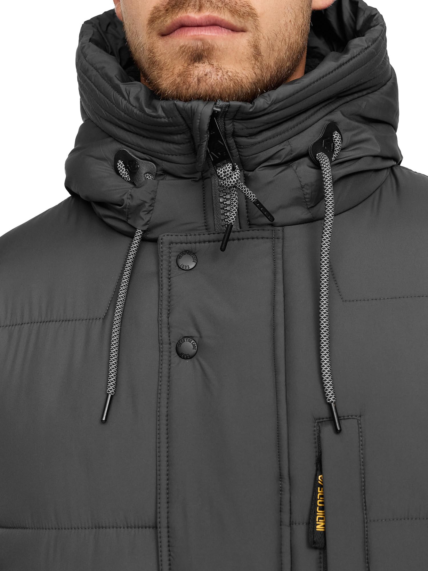 Indicode Chaqueta larga de invierno INStuds para hombre con capucha | Abrigo Parka forrada para hombre