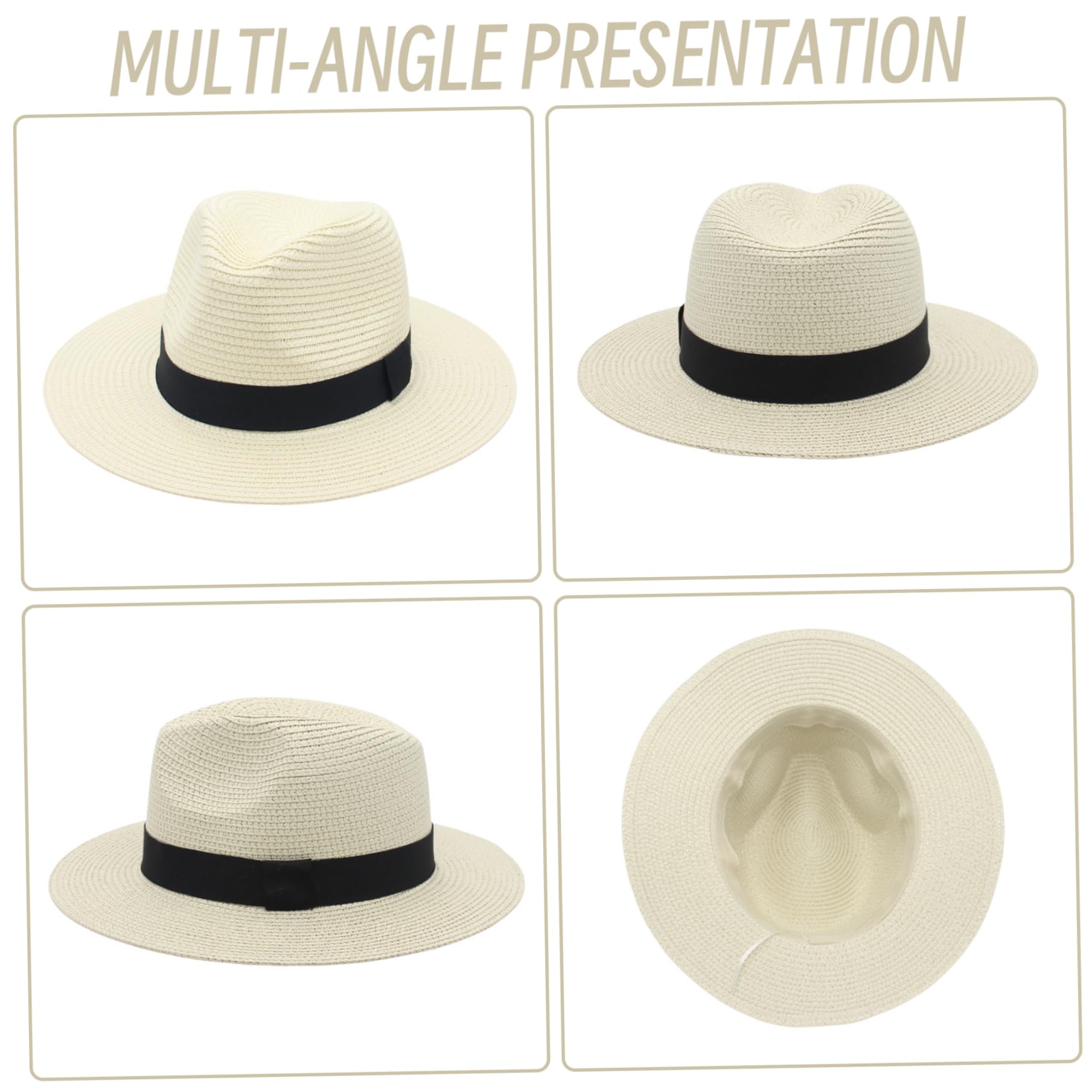 Sombrero Panamá de Paja de ala Ancha Talla única Enrollable - Sombrero de Sol de Playa Fedora para Mujeres y Hombres