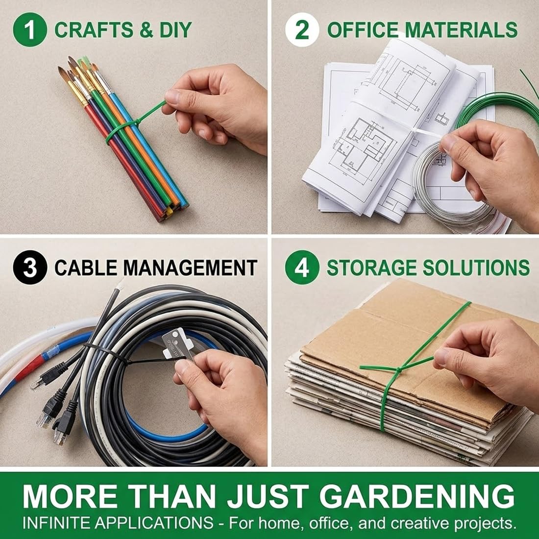 3x30m Filo di Ferro Plastificato - Legacci per Piante e Pomodori, Filo Legatura con Taglierino e Supporto, Resistente UV, Modellabile, per Giardino, Cavi e Fai da Te – Verde, Bianco, Nero