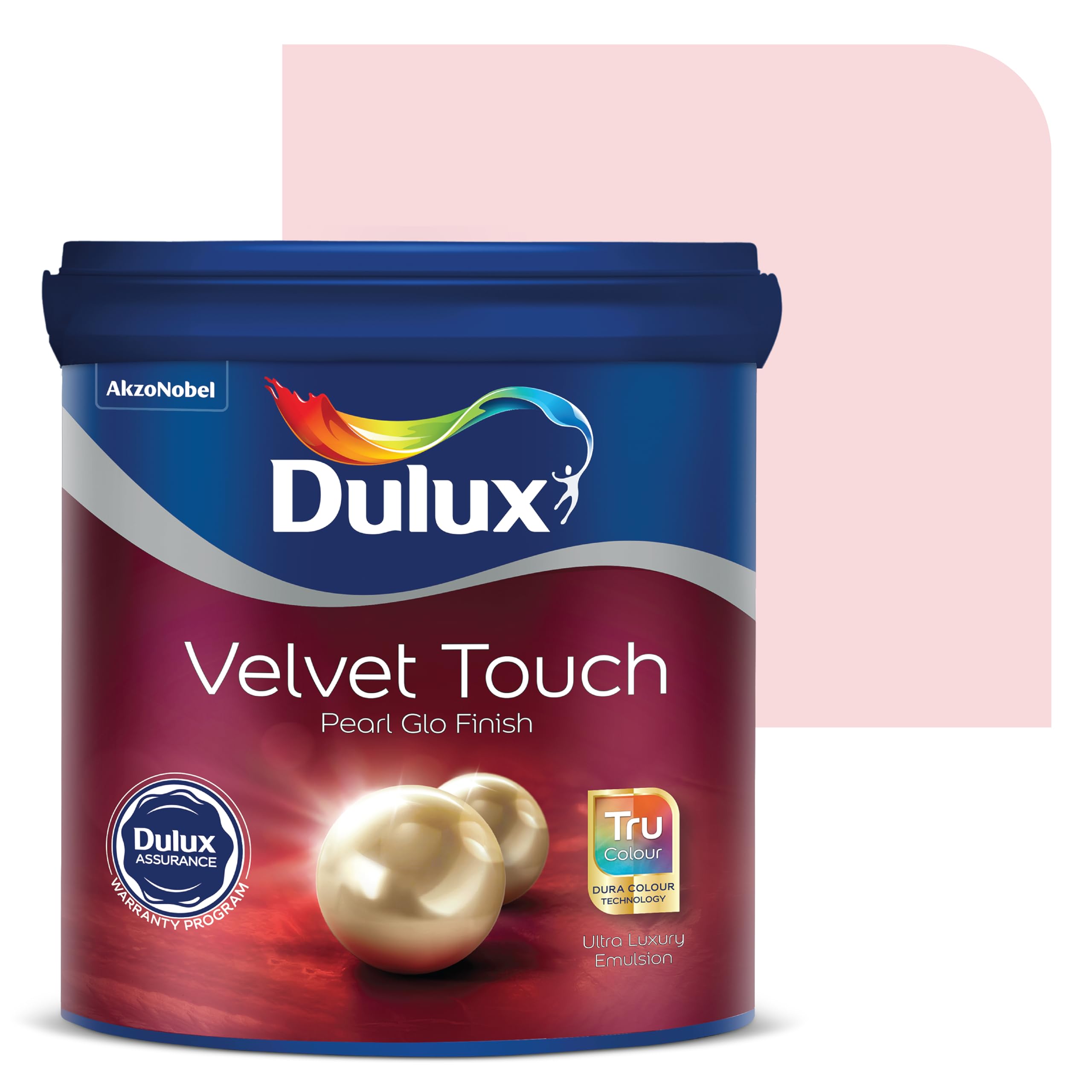 Dulux Velvet Touch Pearl GLO Interior Emulsion Paint (4L, Little Bow Pink) – Luxurious soft-sheen wall paint, highly durable, washable, rich, intense colors, with 6-year warranty