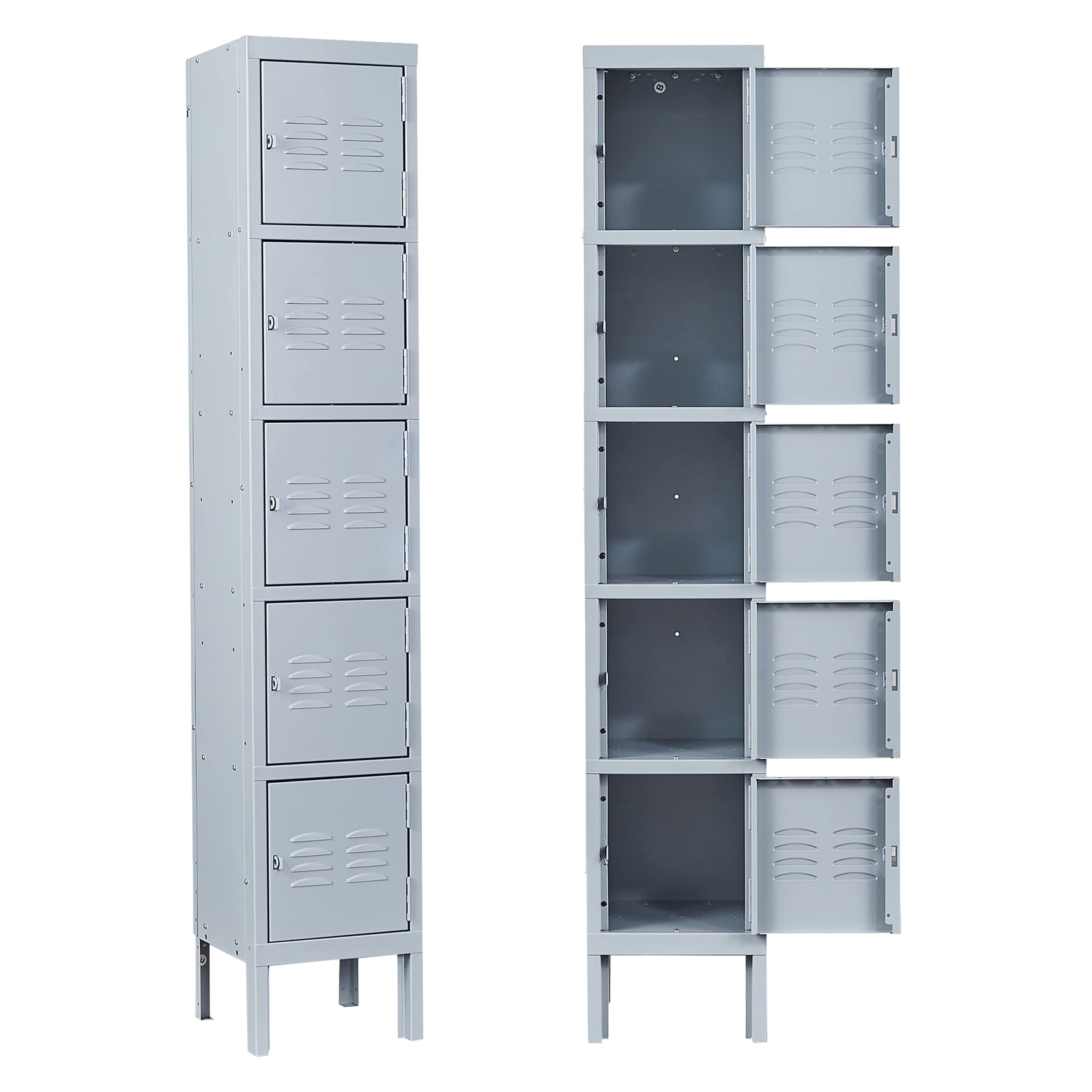 SISESOL Metal Locker for School,Metal Storage Lockers for Employees,Gray Steel Locker,5 Door Locker for Home,Office,Gym,ShopRecycled Claim Standard Blended