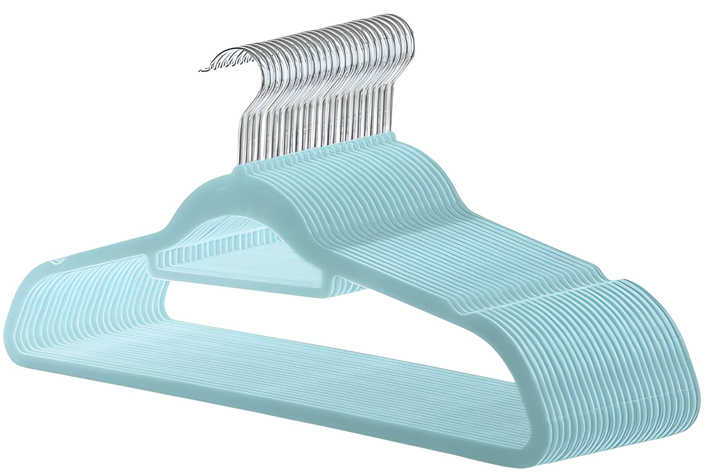 50 Pack Velvet Coat Hangers Non-Slip Velvet Hangers for Clothes, Home Space Saving Adult Hangers with Tie Organizer & Swivel Hooks – Clothes Hangers Wardrobe Storage (Teal)