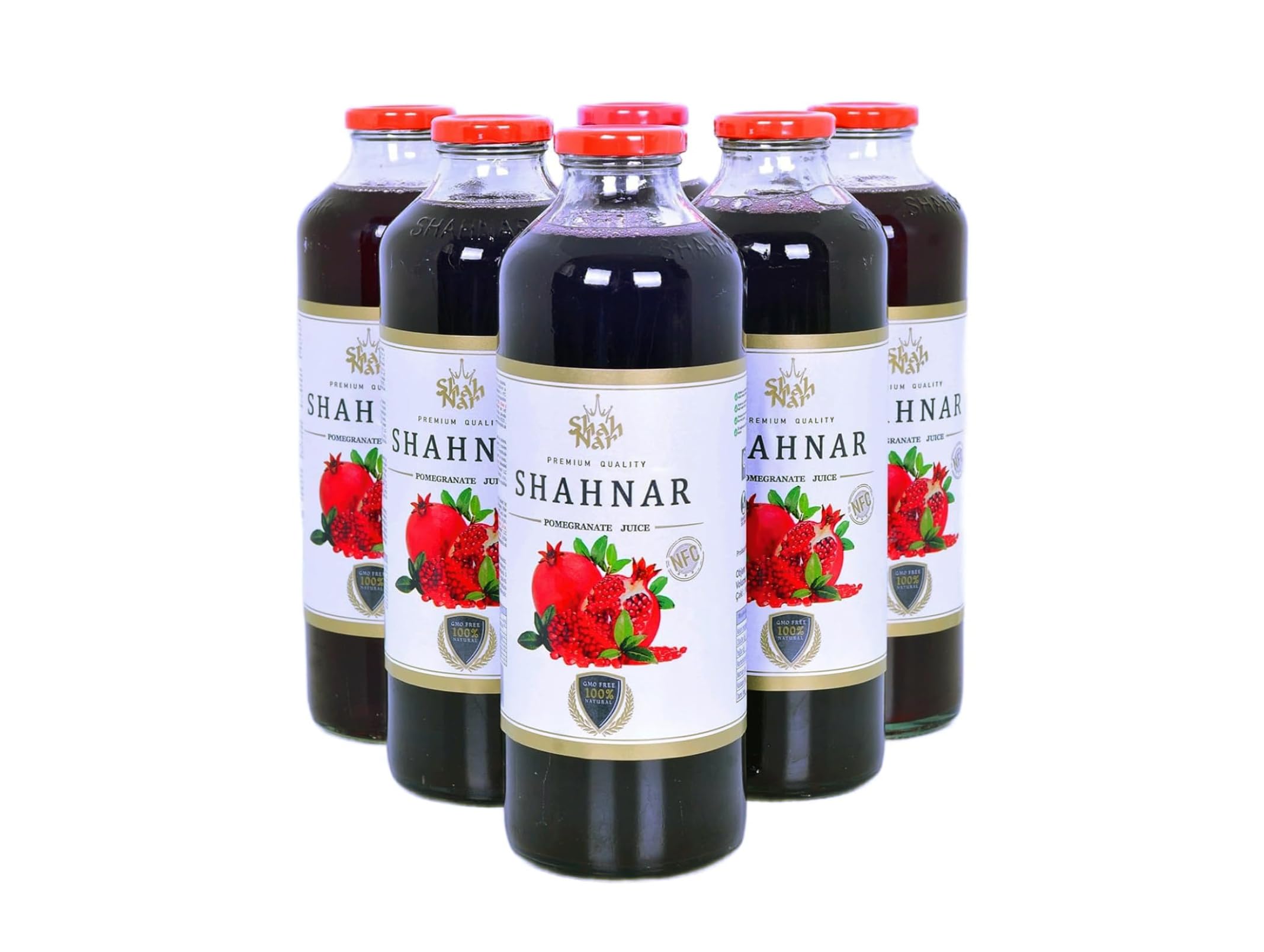 SHAHNAR 6 x 1L Granatapfelsaft – 100% Direktsaft aus Granatapfelkernen, Naturtrüb, Kaltgepresst, Ungefiltert, Ohne Zuckerzusatz, Premium-Qualität aus Aserbaidschan