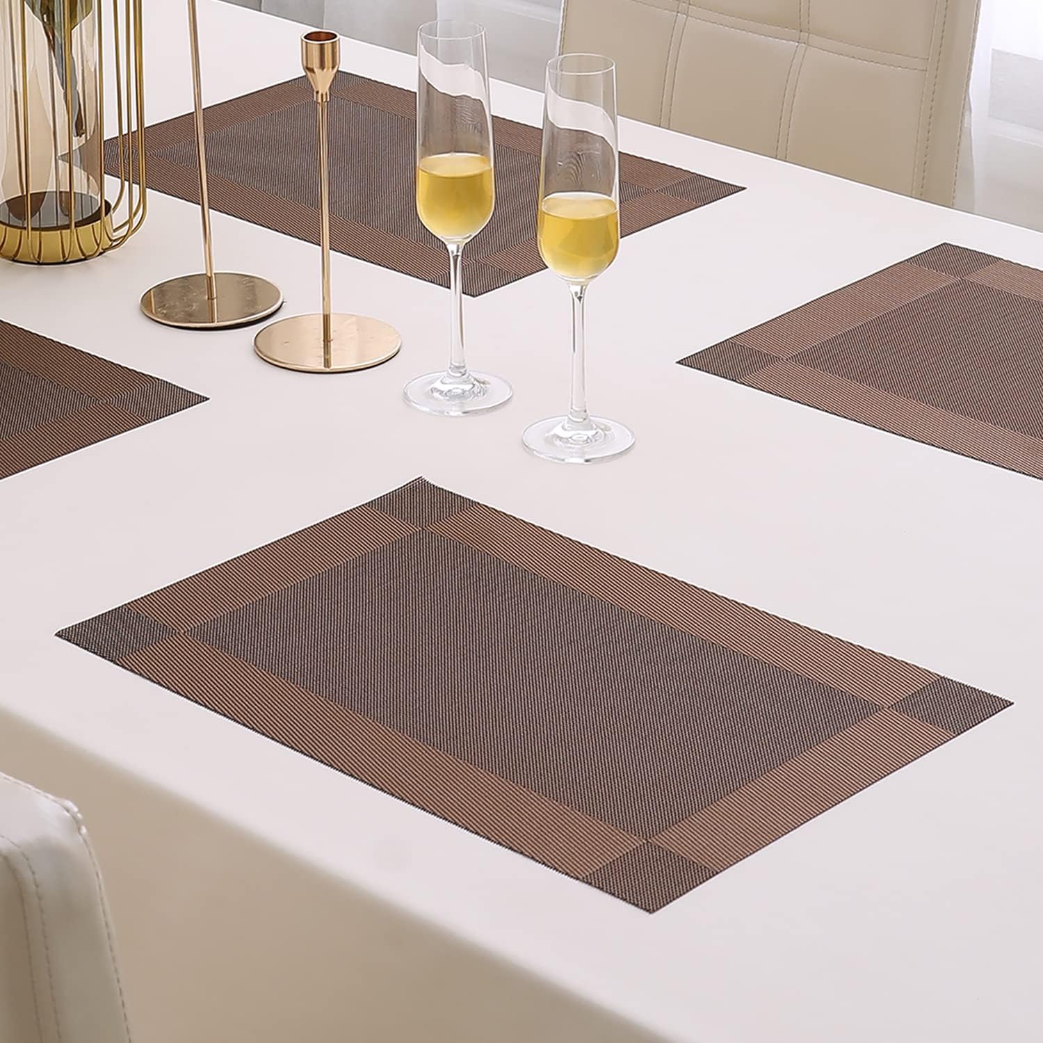 HOKIPO Polyvinyl Chloride Pvc Placemats For Dining Table Set Of 4 - 45X30 Cm (Ar2752), Dark Brown