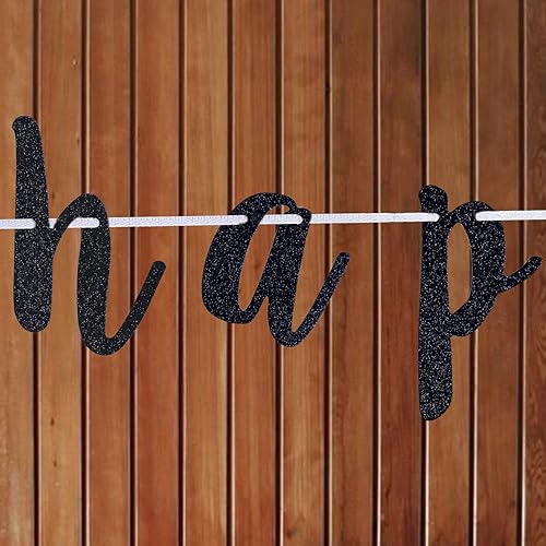 Miniatura 4 de Cartel de feliz 25 aniversario, decoración de banderines de fiesta de aniversario de 25 años, guirnaldas de fiesta de aniversario 25 (negro y dorado)