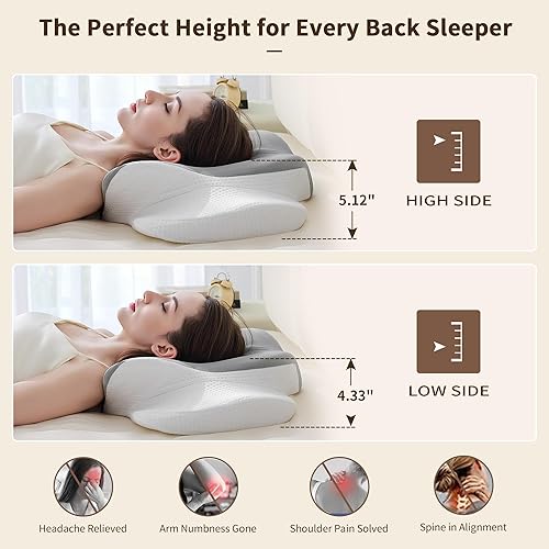 Miniatura 3 de Almohada cervical para aliviar el dolor de cuello y hombros, espuma viscoelástica de contorno ergonómica, almohadas de apoyo para el cuello con