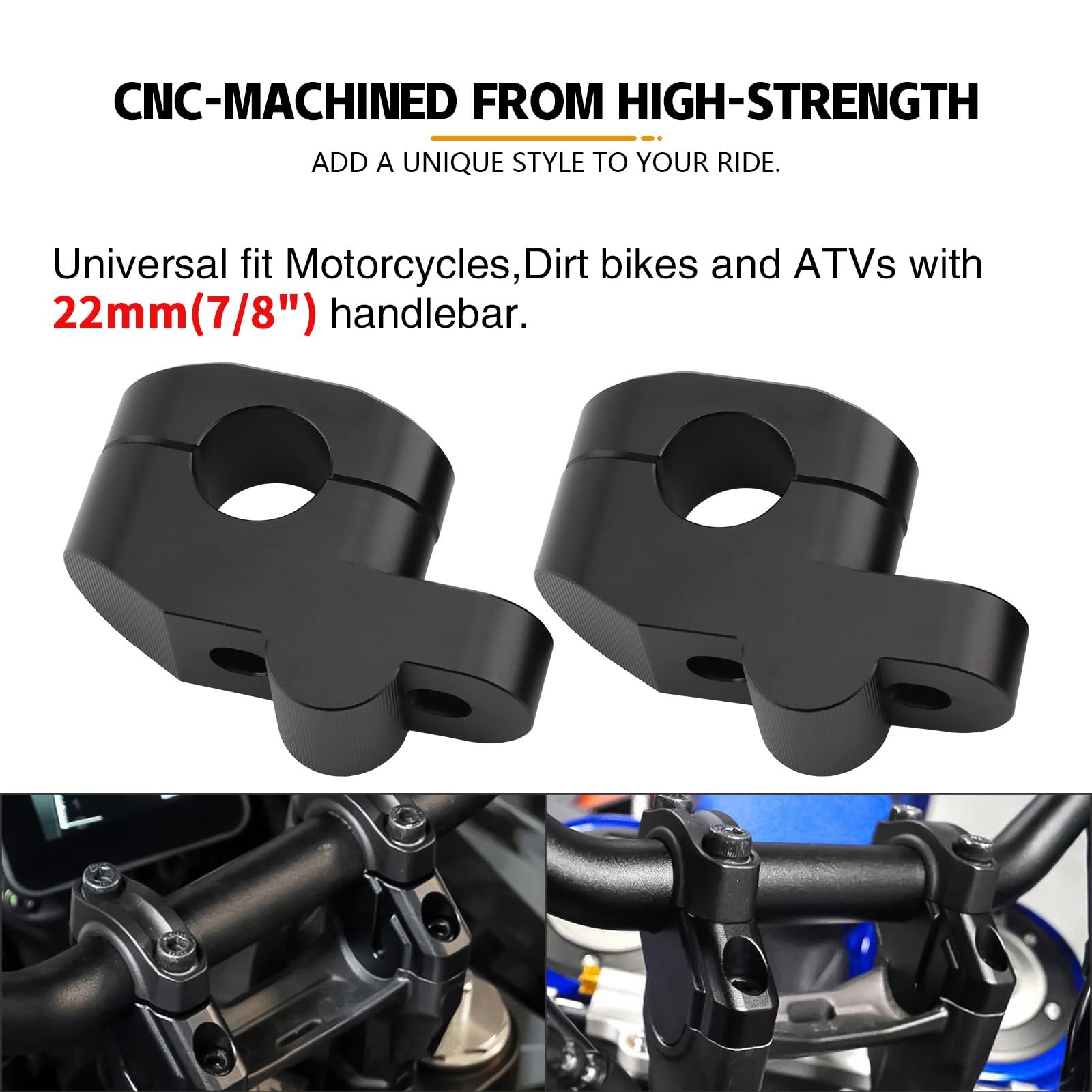Risers De Guidon 22mm 25mm 28mm, Extension Arrière Déplacée pour Ducati Dirtbikes ATV