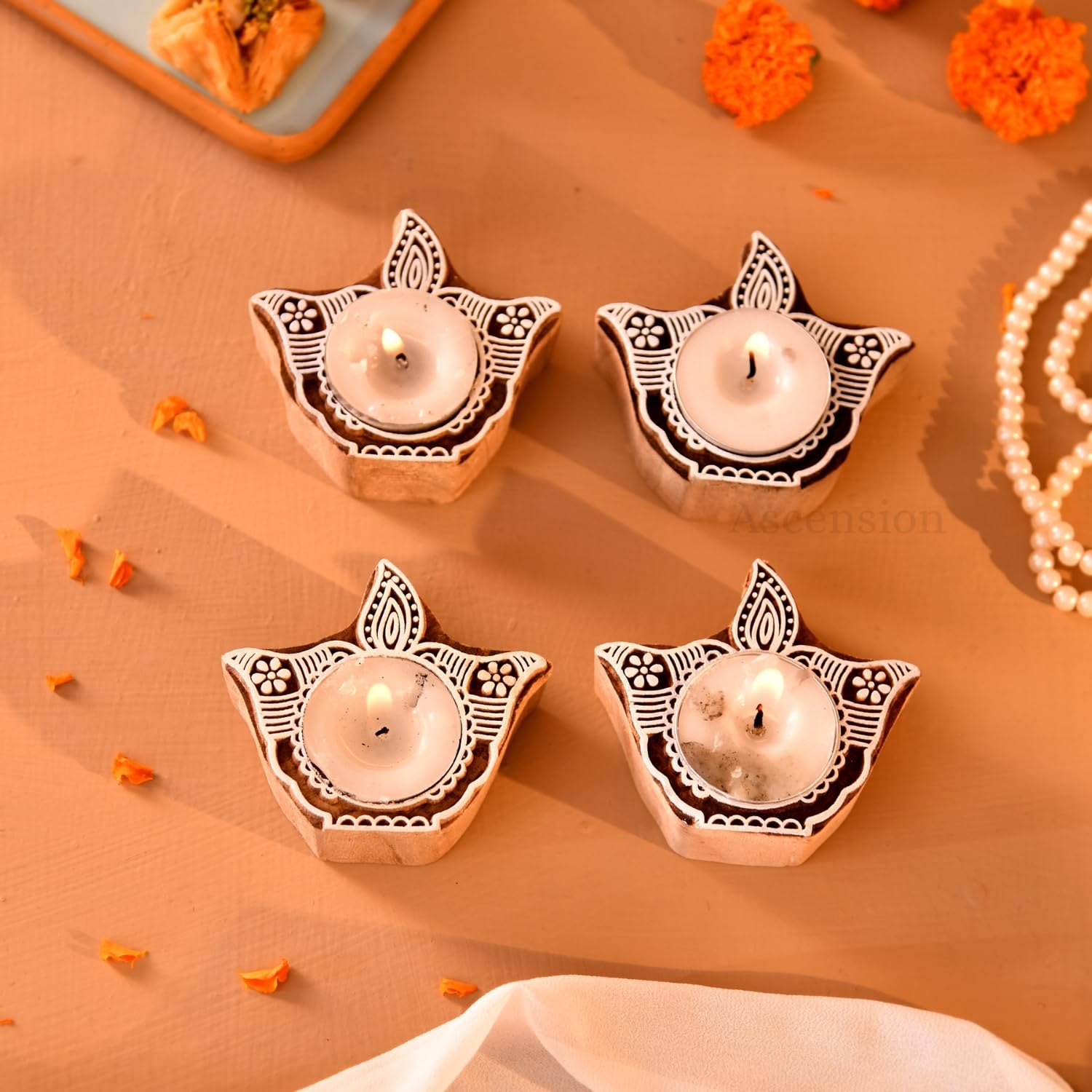 Floral Tealight Candle Holders - Multicolor Star Design -9 Floral Tealight Candle Holders - Multicolor Star Design -9