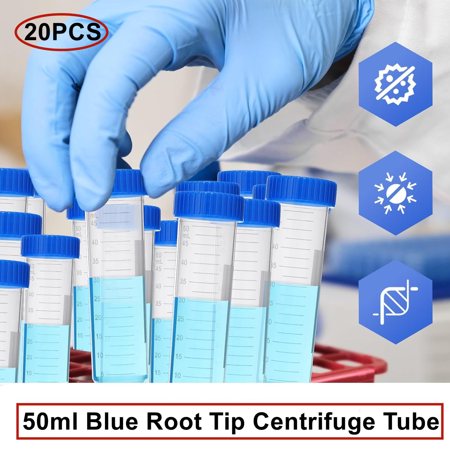 Provette Plastica Da Laboratorio - 20 Pezzi 50ml Con Tappi, Graduate, Trasparenti, Per Chimica E Esperimenti - Foto 6