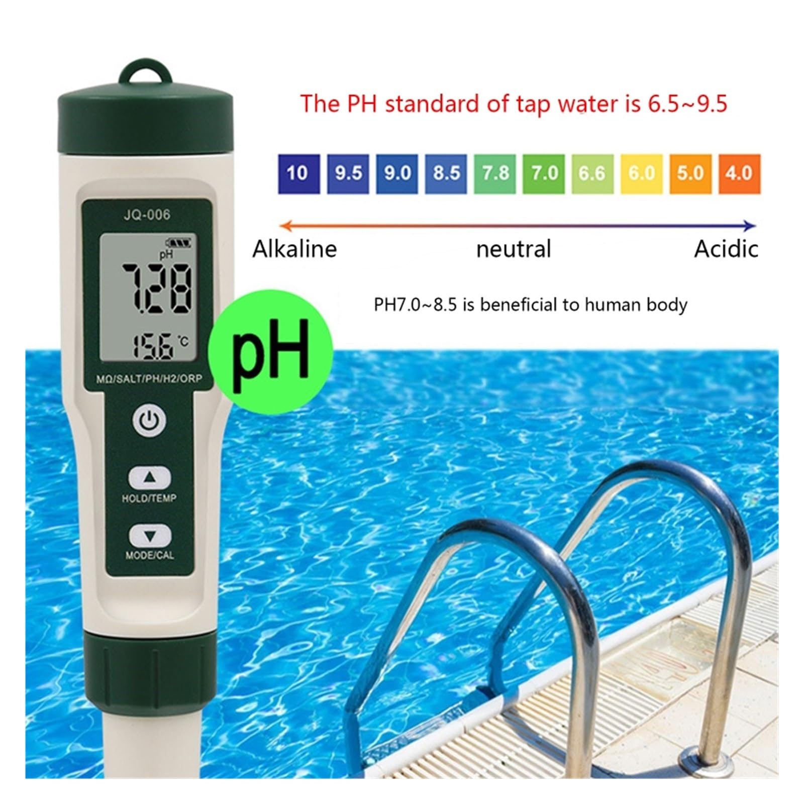 Misuratore di PH Tester PH 10 in 1 Misuratore Digitale della qualità dell'Acqua con/Senza retroilluminazione TDS/EC/SALT/TEMP/SG/ORP/H2/Test Fertile