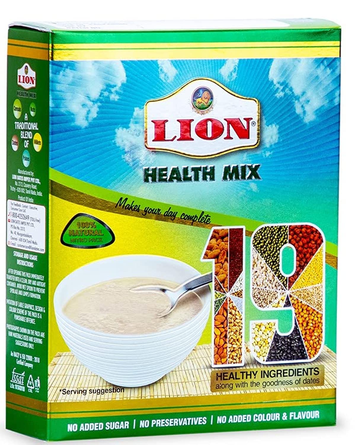 Lion Dates Lion Health Mix 1.5Kg(500x3)-Multigrain Nutrition Protein Drink-Sathu Maavu-100% Organic-19 Ingredients (B09DCKJ8SP) Amazon Price History, Amazon Price Tracker