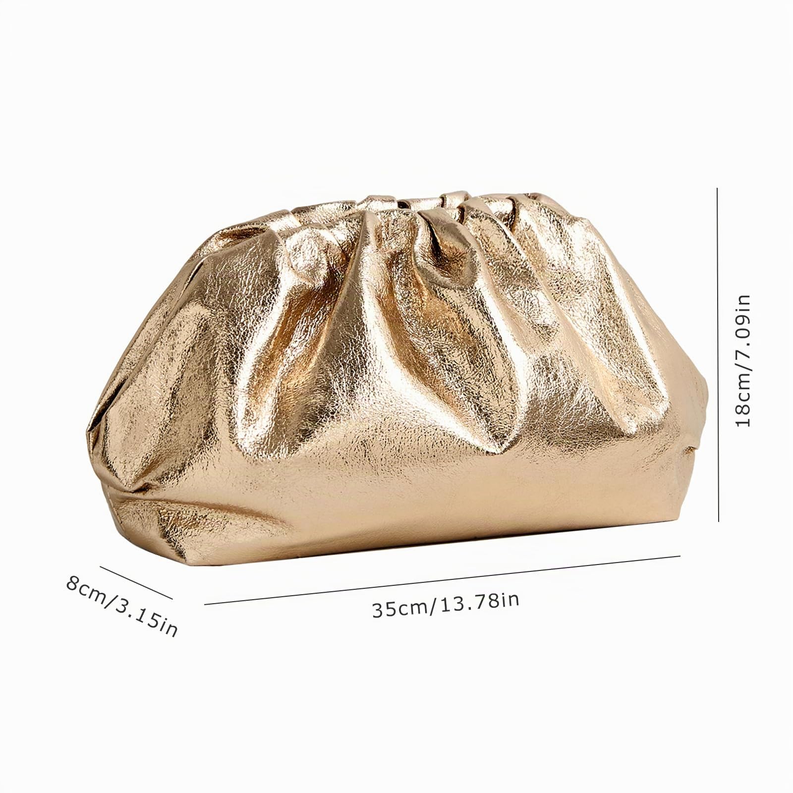 PHILOMENA Elegante pochette da donna, in pelle vegana, morbida pieghettata, borsa da sera per matrimoni, balli di fine anno