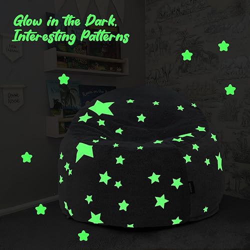Miniatura 4 de COMAX Puf para niños, sofá con relleno de puf para niños y niñas, silla de piso perezosa para sala de juegos, cuarto de bebé, estrella gris brillante