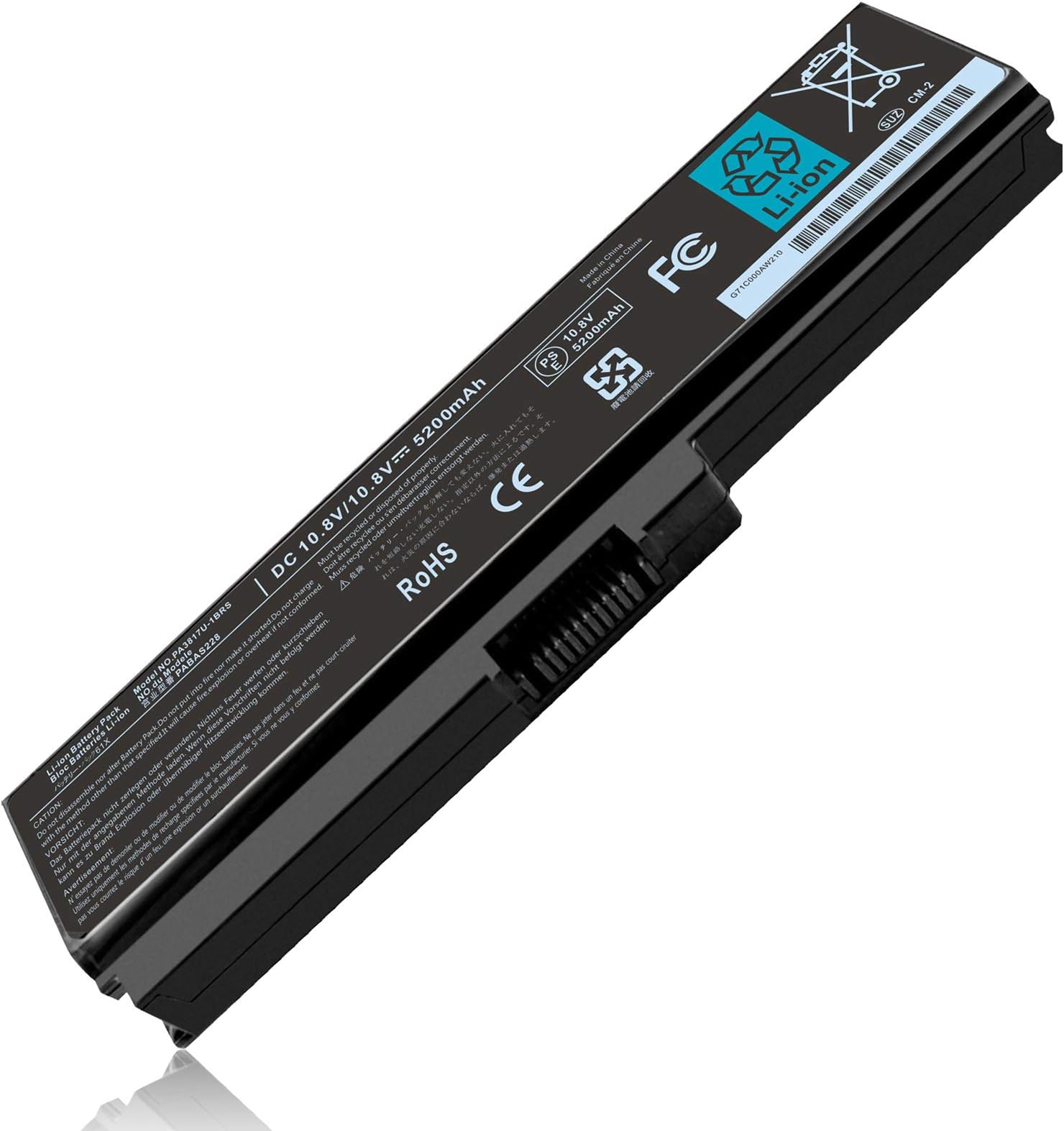 Laptop batterij PA3817U-1BRS voor Toshiba PA3818U-1BRS compatibel met Toshiba L755 L675 L750 L700 P755 P750 C655 A655 A665 C655D L755-s51 67 x 7 cm. 55-s5170 L755-s5175 L755-s5213 C675-s7103