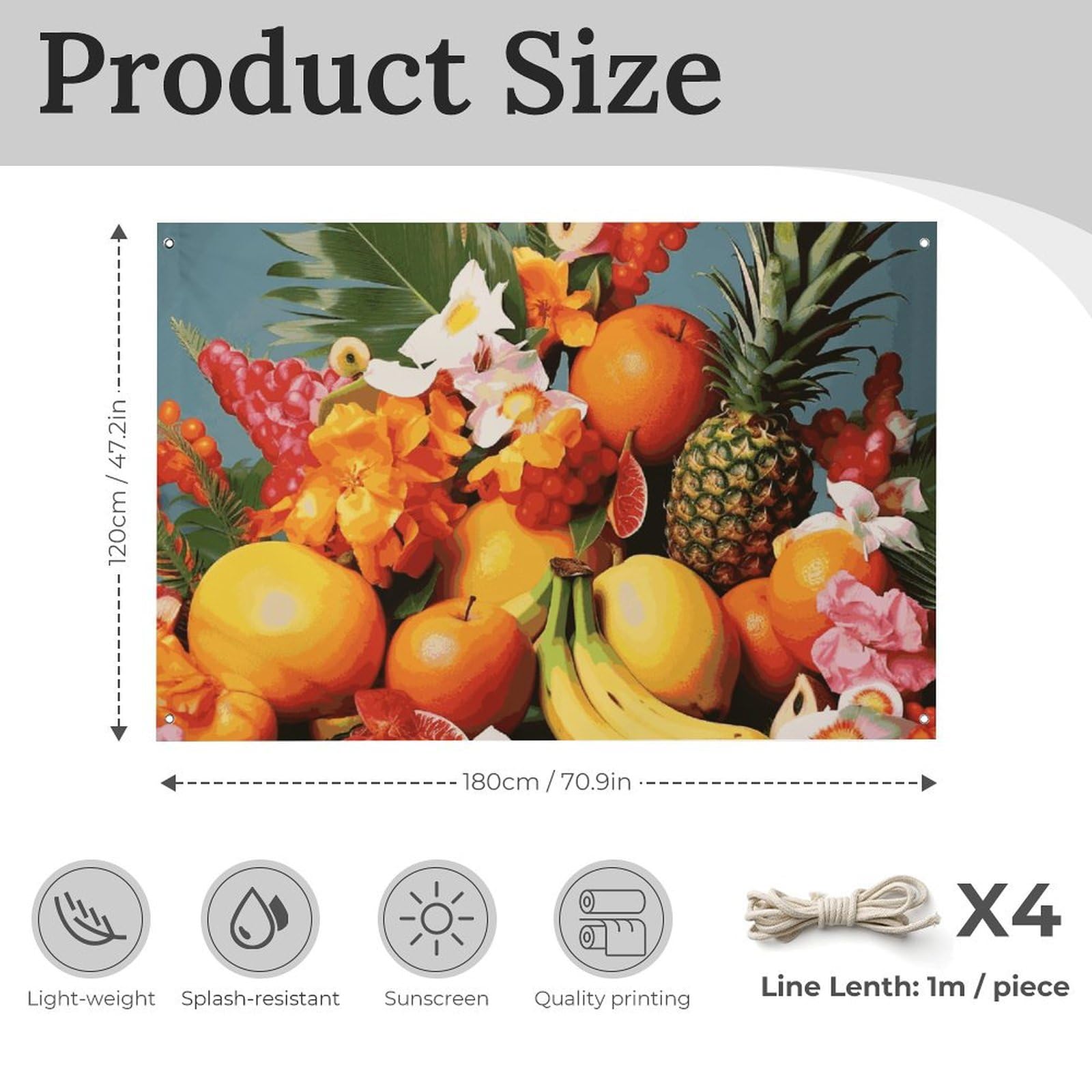Drapeau de jardin saisonnier imprimé fruits tropicaux et fleurs pour cour et intérieur