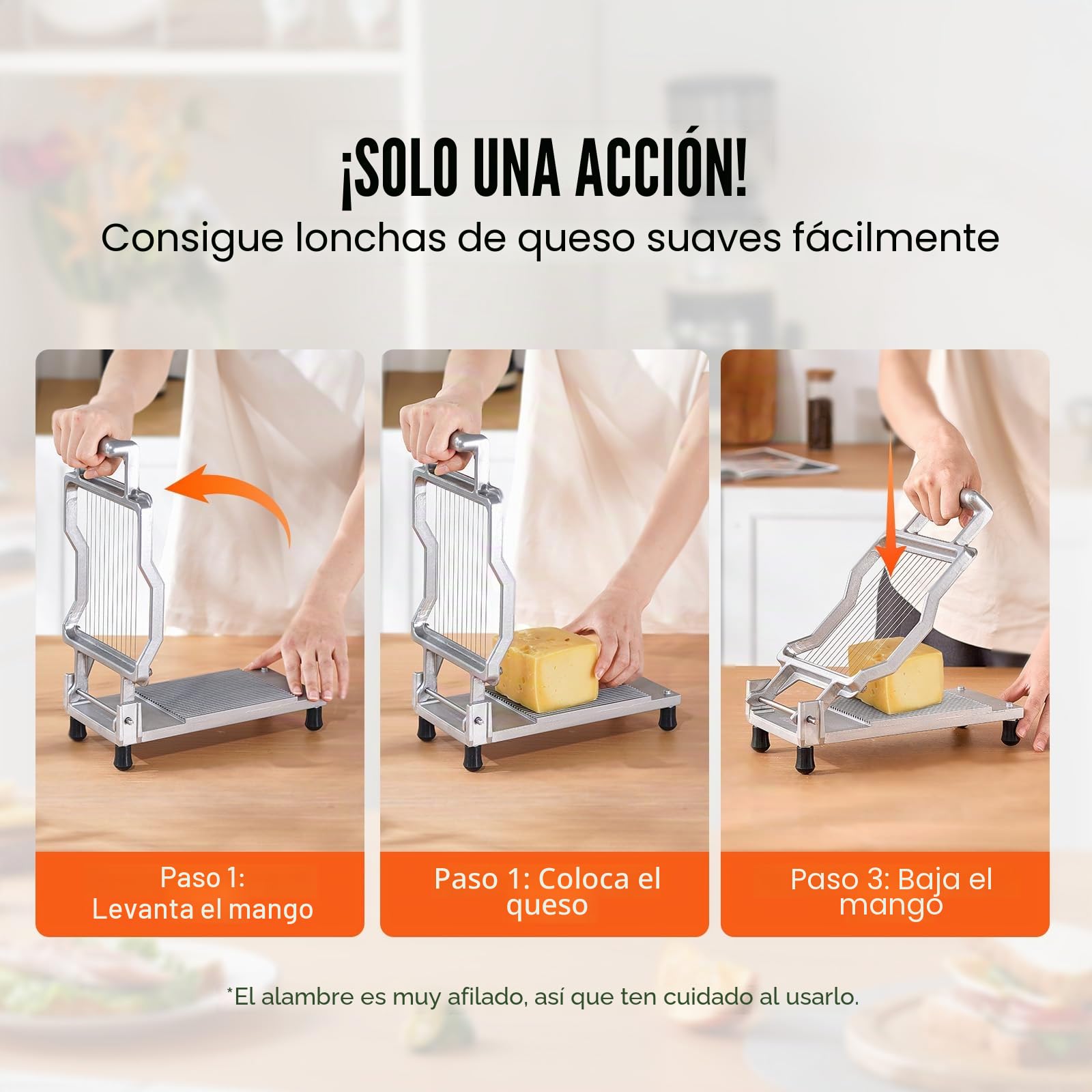 VEVOR Cortador Desmontable de Queso con Alambre para Cortar Mantequilla y Queso, Cortador de Aleación de Aluminio con Alambre de Acero Inoxidable 316, para Cocina y Restaurante, 317 x 169 x 90 mm