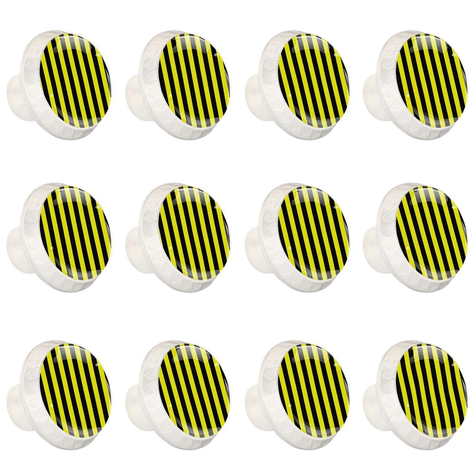 Boutons d'armoires de cuisine ronds en lot de 12 pièces noir et jaune