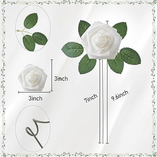 Miniatura 5 de Flores artificiales, 25 rosas artificiales azul bebé para ramos de boda, centros de mesa, arreglos de centros de mesa, flores falsas con tallos para