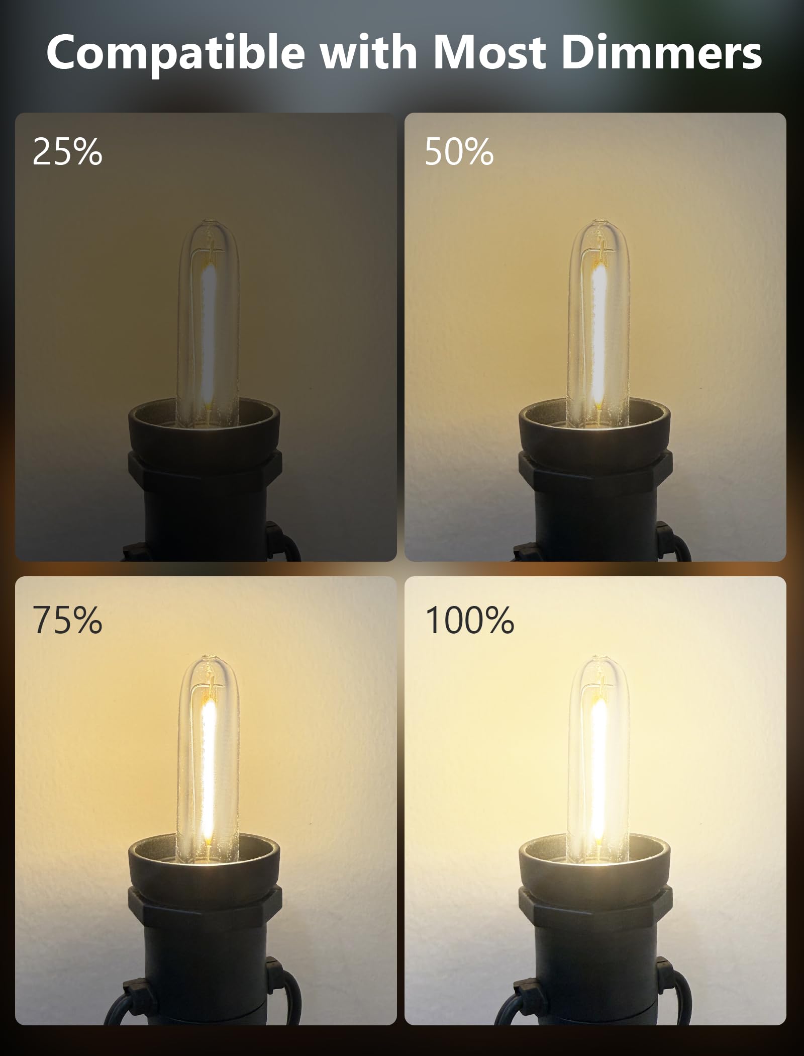 12 Pack LED Replacement Bulbs E12 T13 LED Light Bulbs for Outdoor String Lights Shatterproof Dimmable E12 Candelabra — view 6