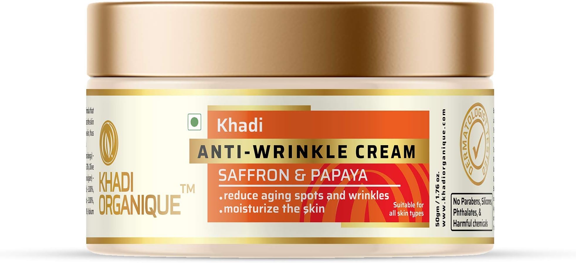 Khadi Organique Saffron Papaya Anti Wrinkle Cream, 50 g
