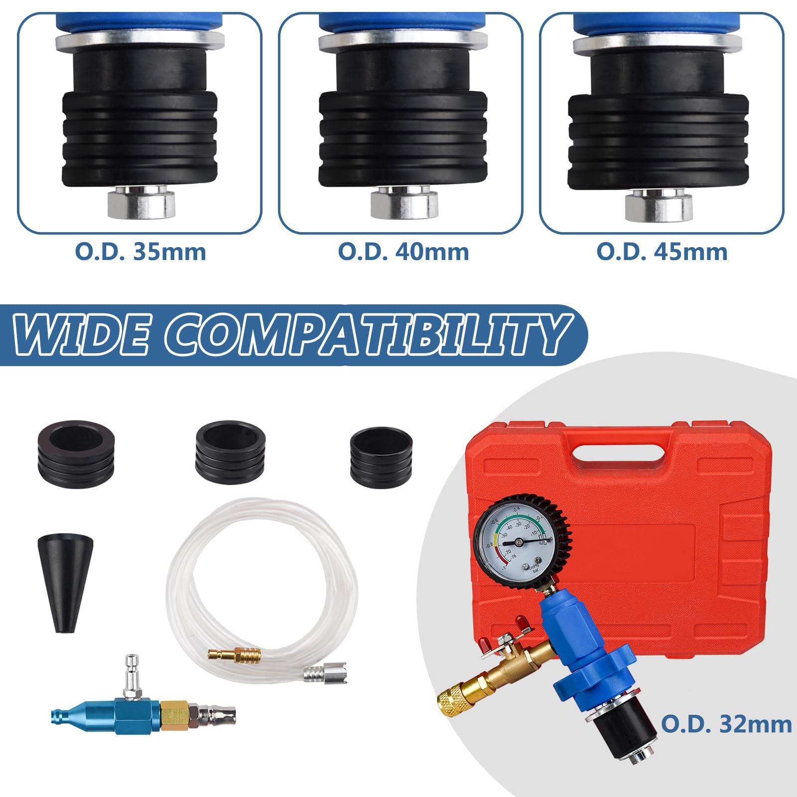 Kit professionale ricarica del liquido refrigerante a vuoto per auto e con adattatori universali e funzione spurgo rapido Set riempimento del liquido refrigerante per auto