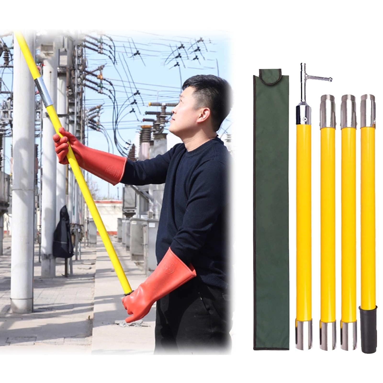 Poteau défauts électriques jaune-vert 4 sections pour maintenance