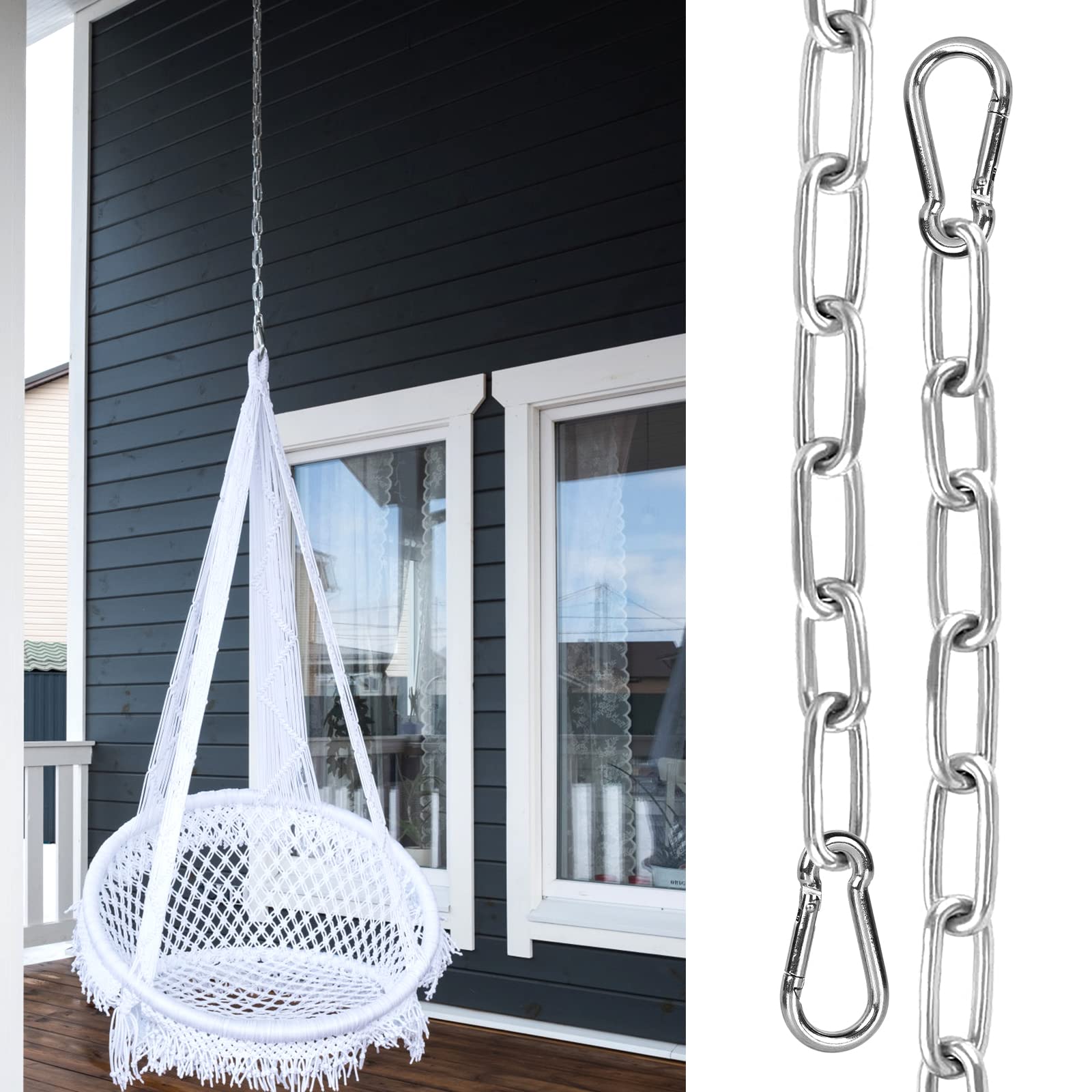 CINGHIA Catena Acciaio Inox,Catena Metallo 1m x 3mm,Catena Inox per Sacchi di Sabbia,Sedie Sospese,Altalena,Allenamento