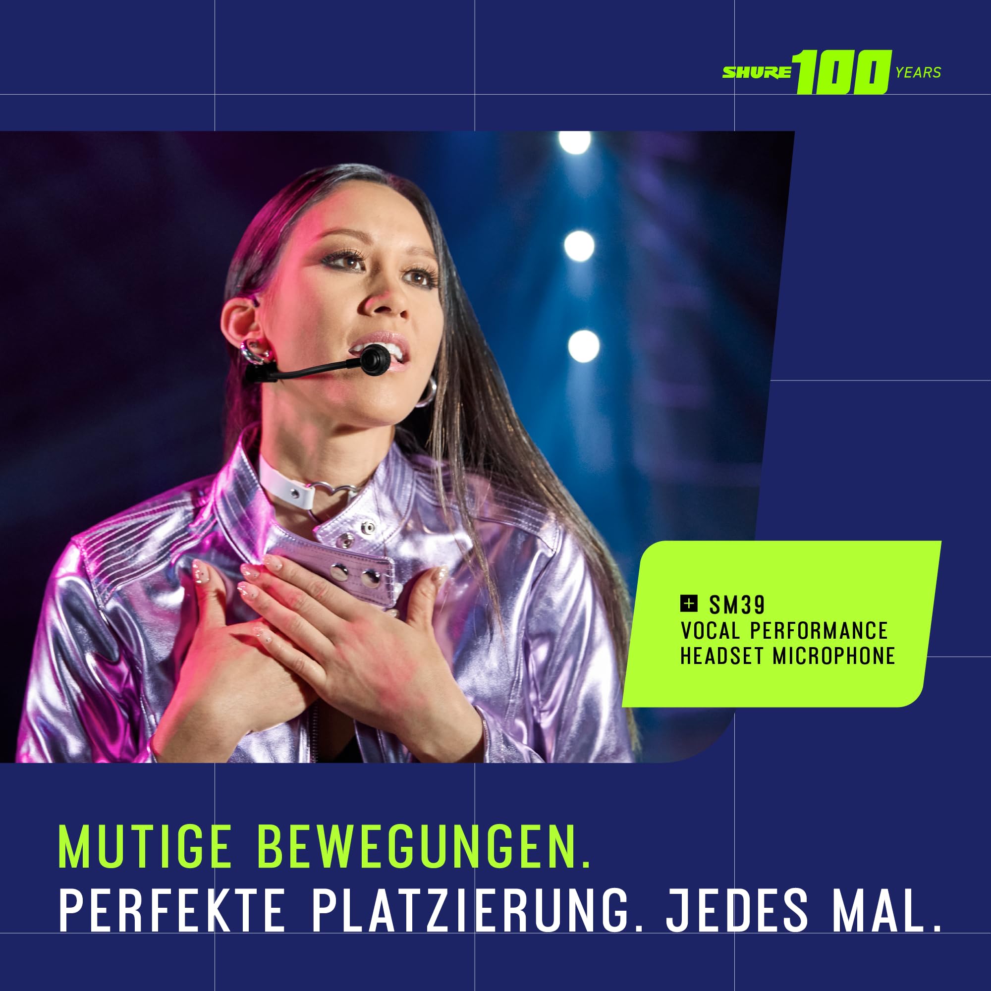 Shure SM39 Mikrofon - Kardioid-Kopfbügelmikrofon für Sprach- und Performance-Anwendungen, TA4F-Anschluss (SM39-TQG)