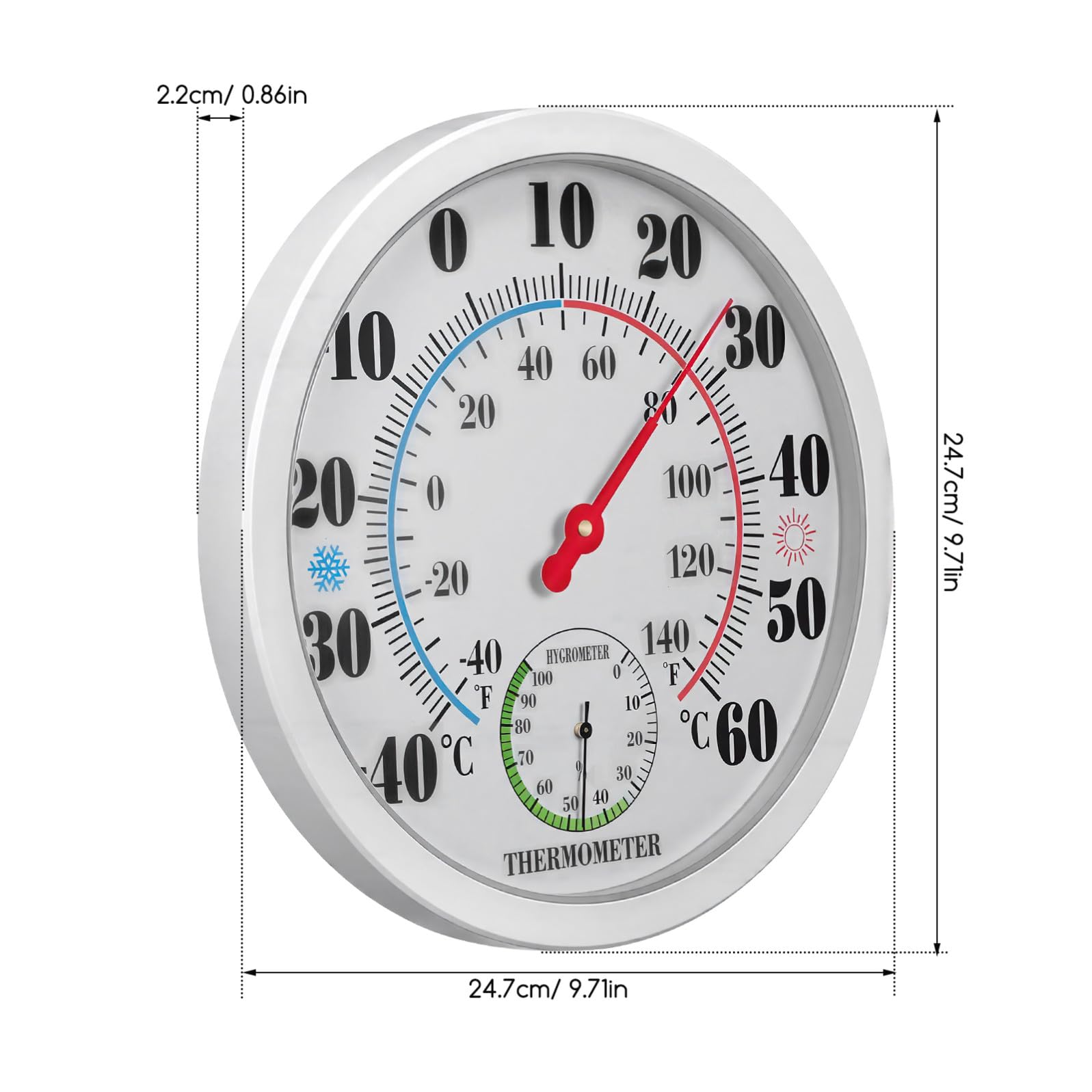 ULTECHNOVO Termómetro Higrómetro Digital Pantalla Clara de Pared para Interiores y Montaje Fácil, Material Plástico Abs, Adecuado para Sala y Dormitorio
