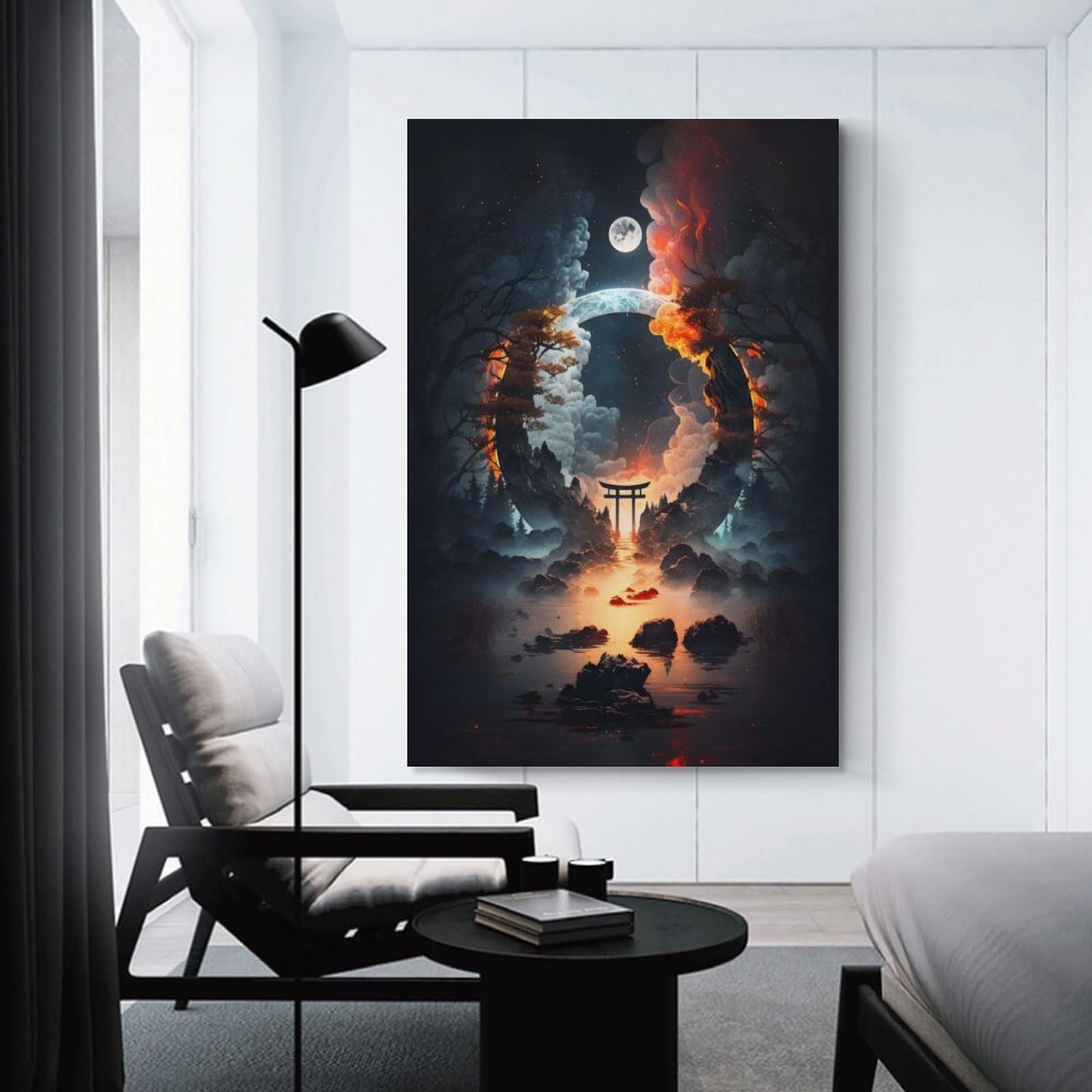 Junmoney Magic Portal at Torii Gate Canvas Art Print 20x30inch(50x75cm), for Bedroom Walls, Guest Spaces Or Lounges, Home Artwork with A Soft Interior Feel