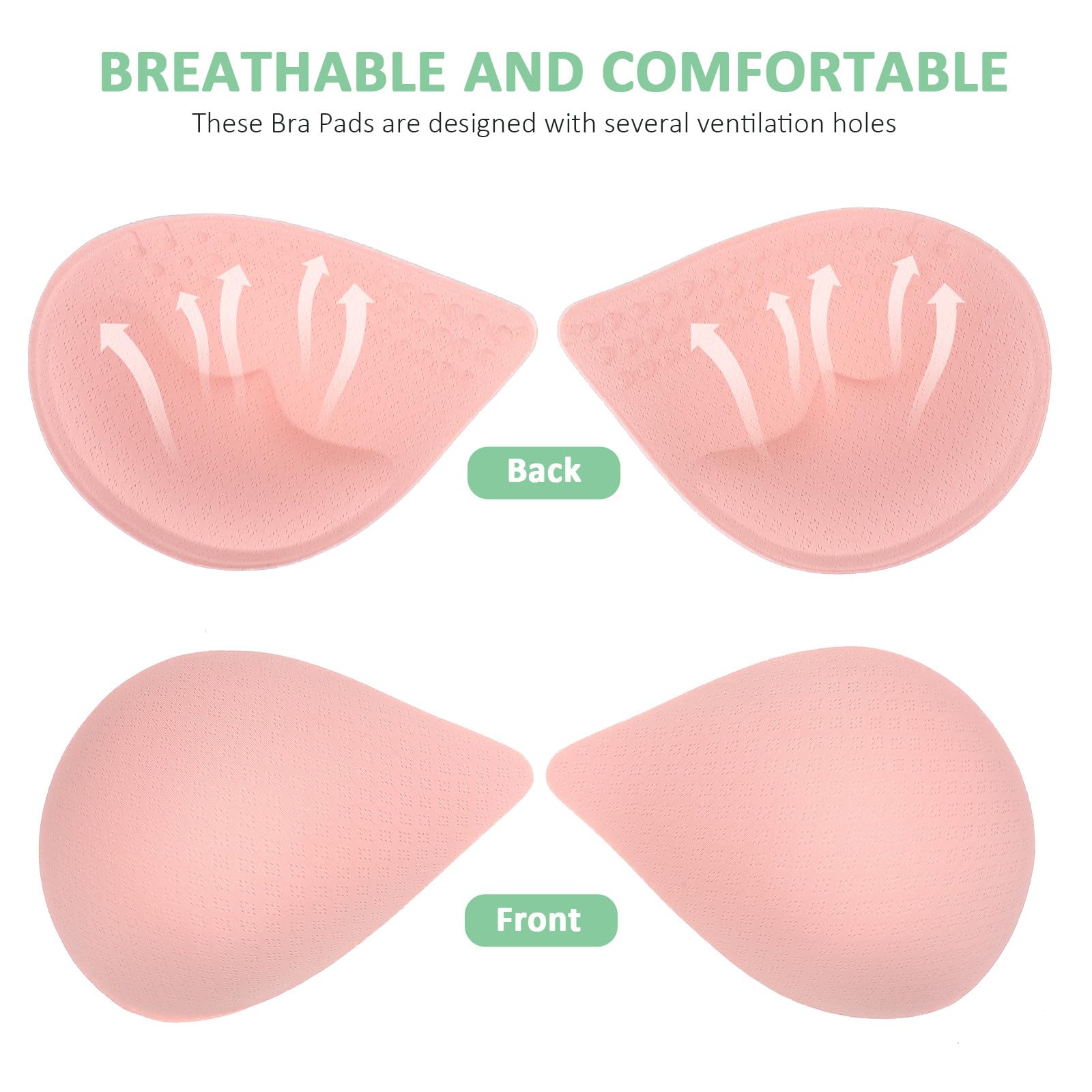 12 Pares de Insertos de Almohadillas para Sujetador Flexibles y Reutilizables, Ligeros, de Fibra Elástica y Poliéster, Ideales para Sujetadores Deportivos y Trajes de Baño