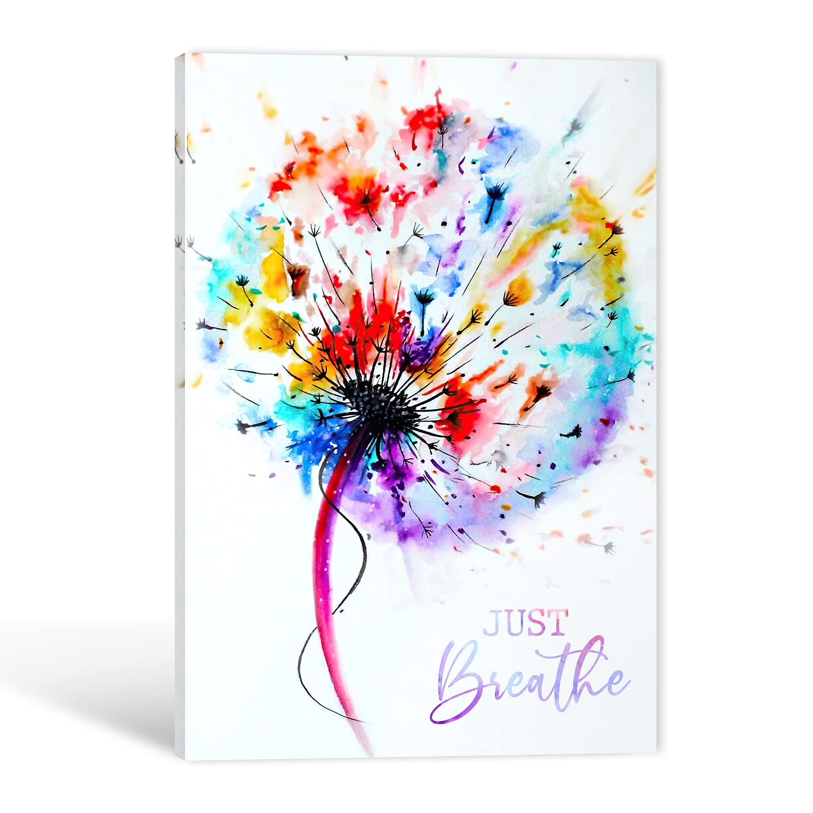 GUTTATY Just Breathe Canvas Wall Art - Dandelion Flowers Art Canvas Prints for Bedroom Wall Decor, Flora Theme Framed Artwork for Bathroom Ready to Hang (12W x18H)