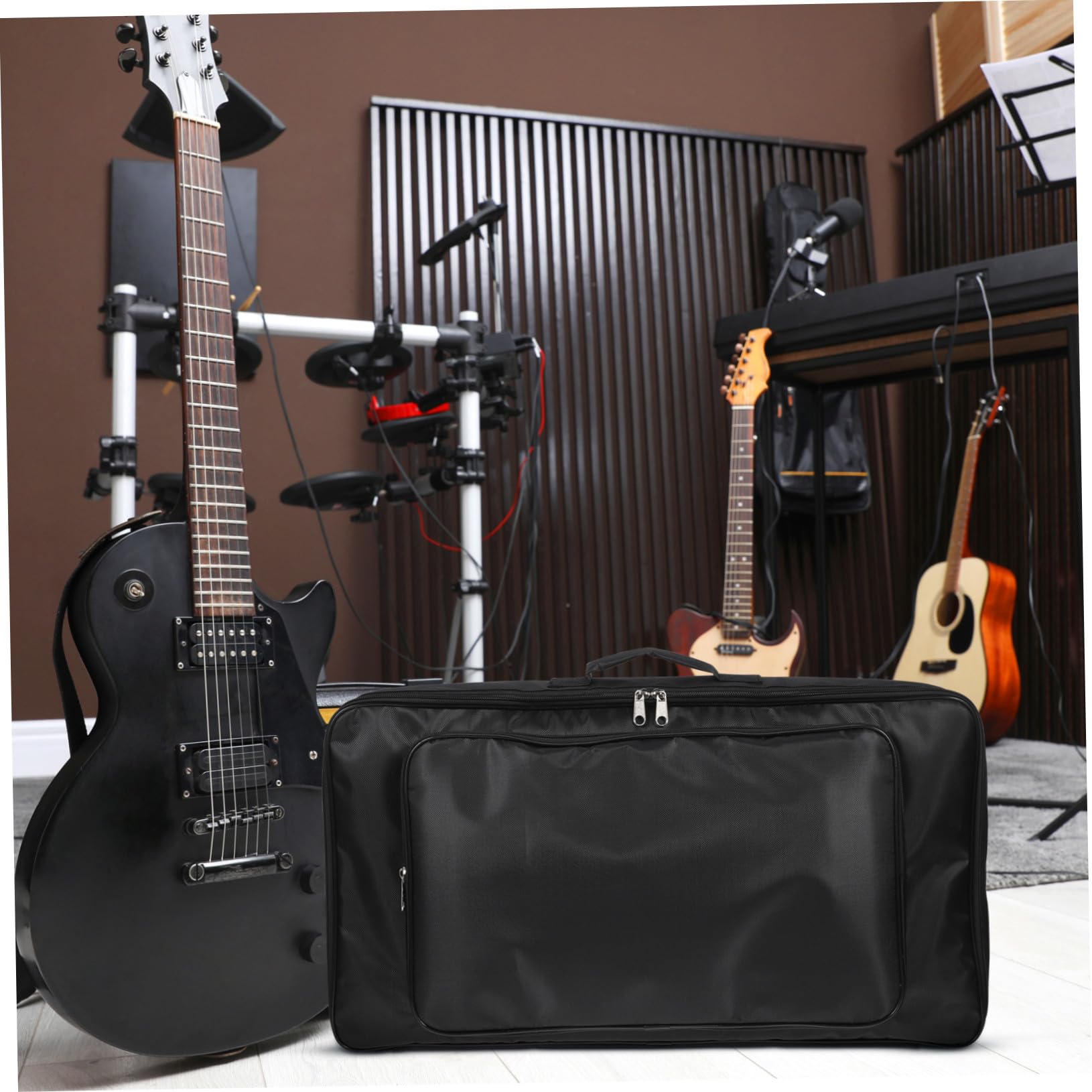 NOLITOY Gitarre Effektpedal Aufbewahrungstasche mit Reißverschluss Strapazierfähiges Nylon Rutschfester Griff Gepolstertes Pedalboard Gigbag Schwarze Tragetasche für Gitarren